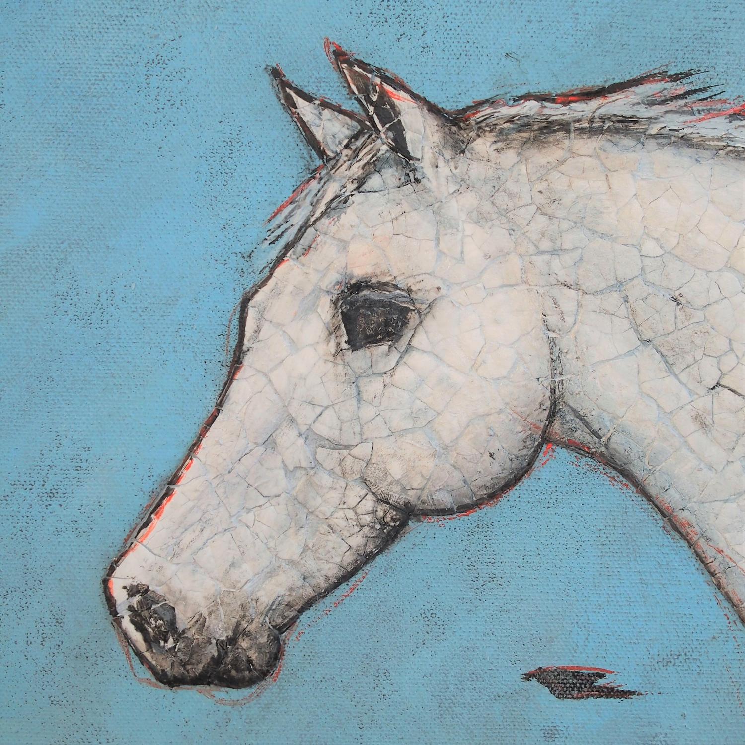 Kintsugi Horse-The Flying Lesson, Original Painting - Impressionist Mixed Media Art by Jennifer Ross