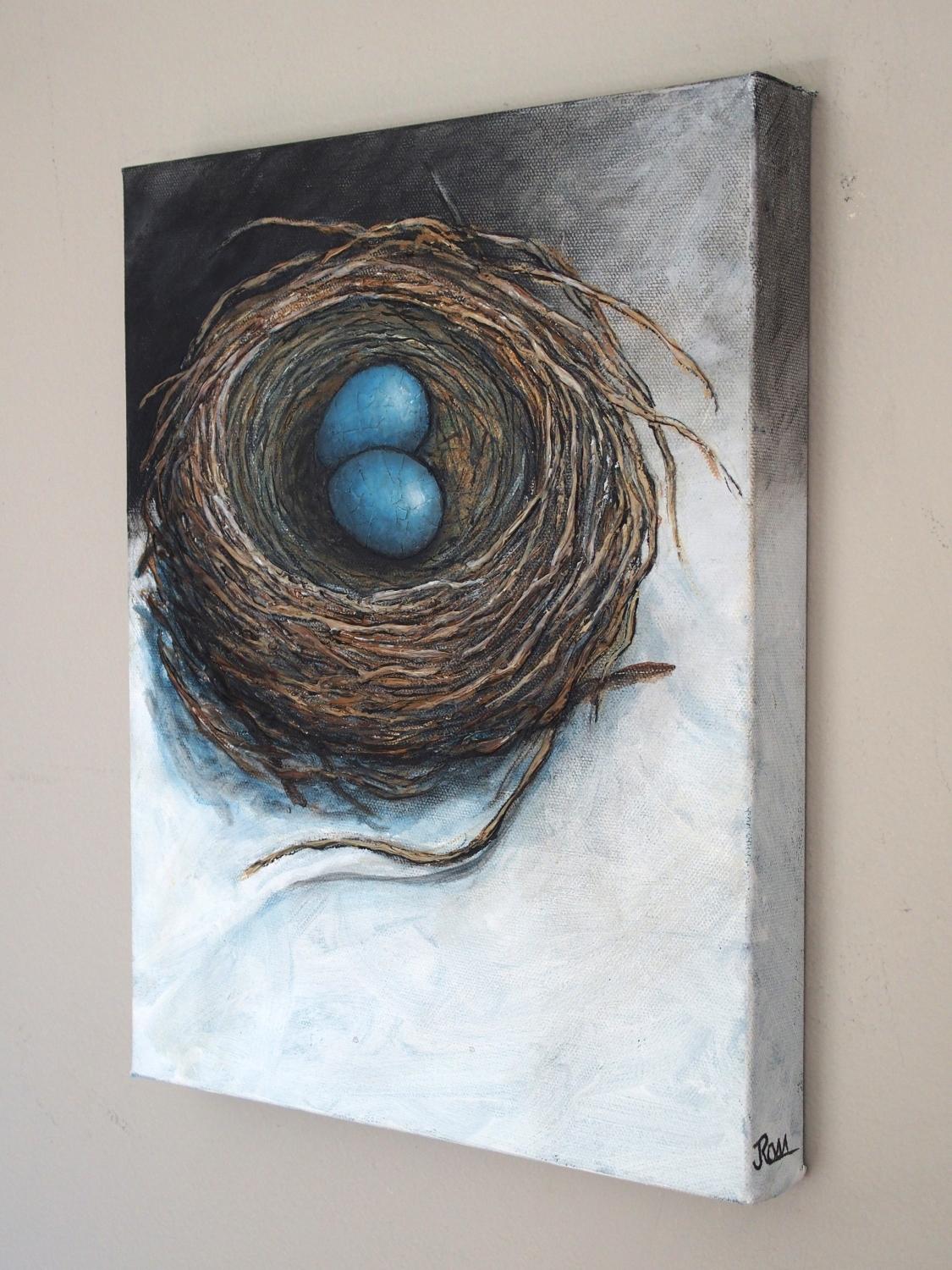 Stay in the Nest, peinture originale - Contemporain Mixed Media Art par Jennifer Ross