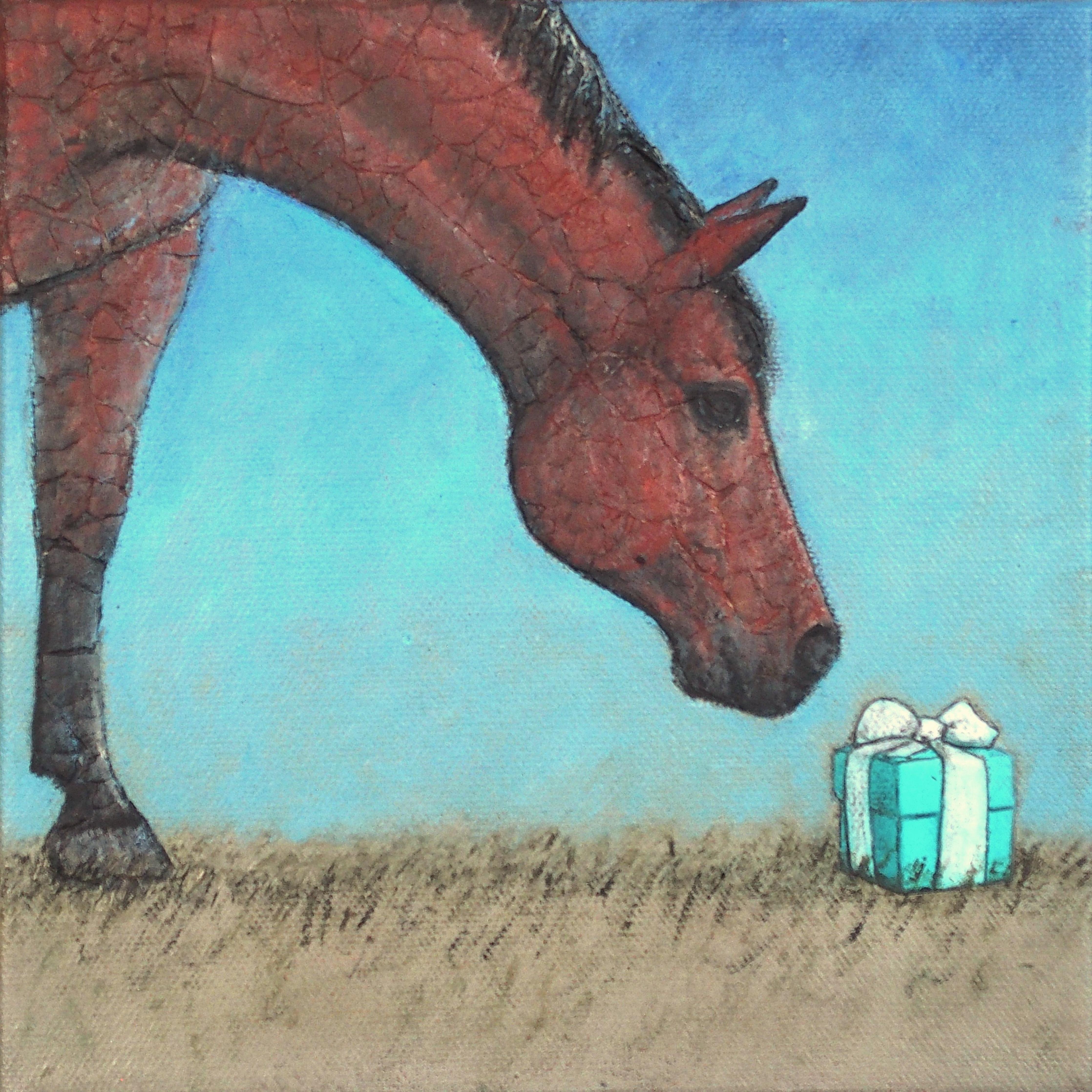 Das Pferdegeschenk #3, Originalgemälde – Mixed Media Art von Jennifer Ross