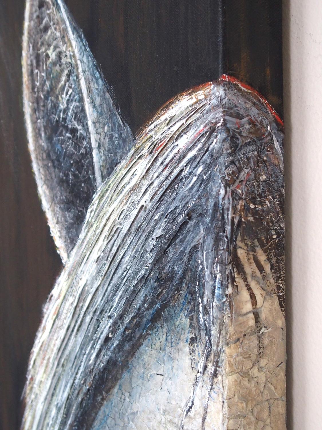 L'uomo che sussurra ai cavalli, dipinto originale - Mixed Media Art Contemporaneo di Jennifer Ross