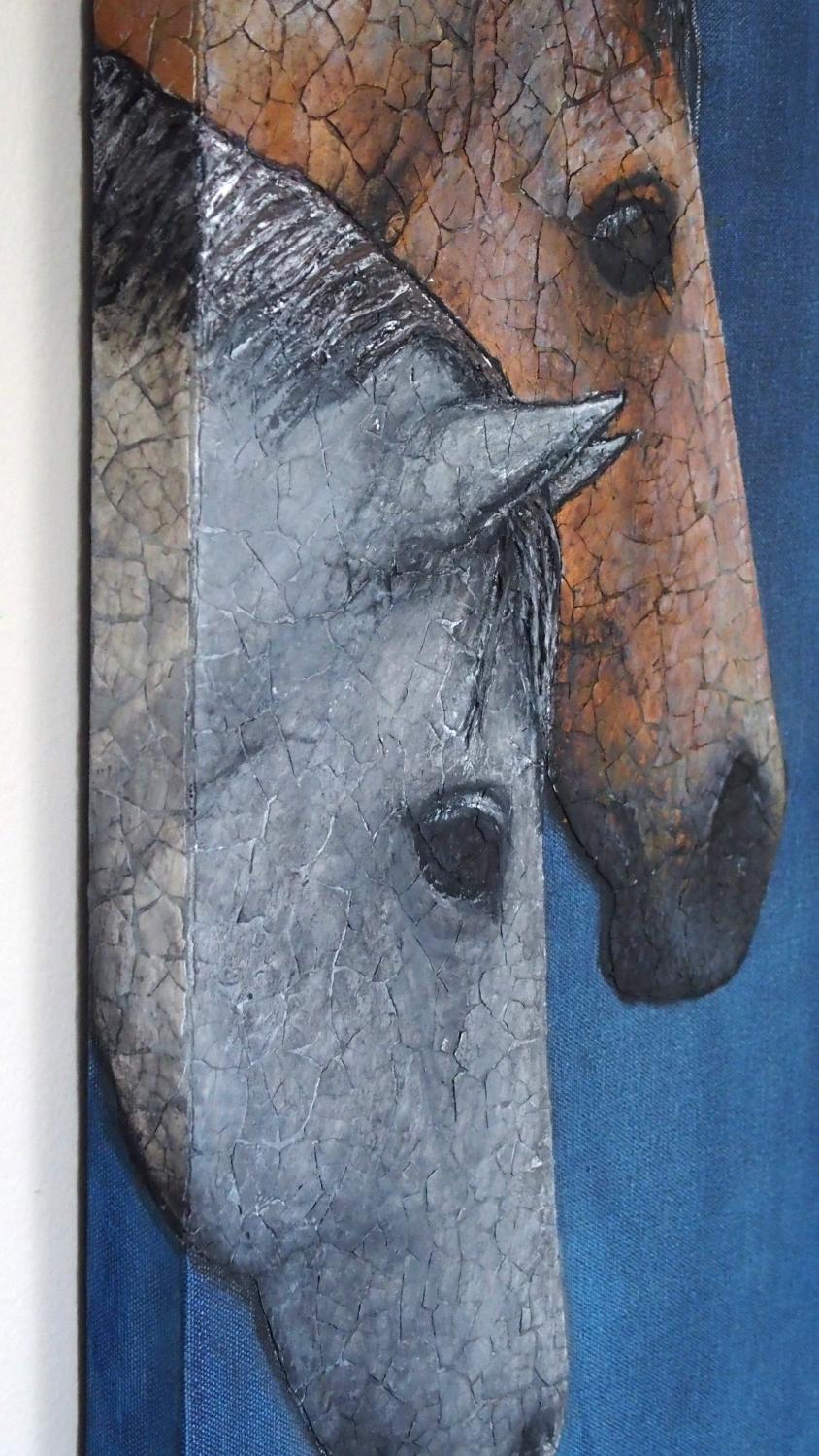 Verso la Luna e ritorno, dipinto originale - Mixed Media Art Contemporaneo di Jennifer Ross