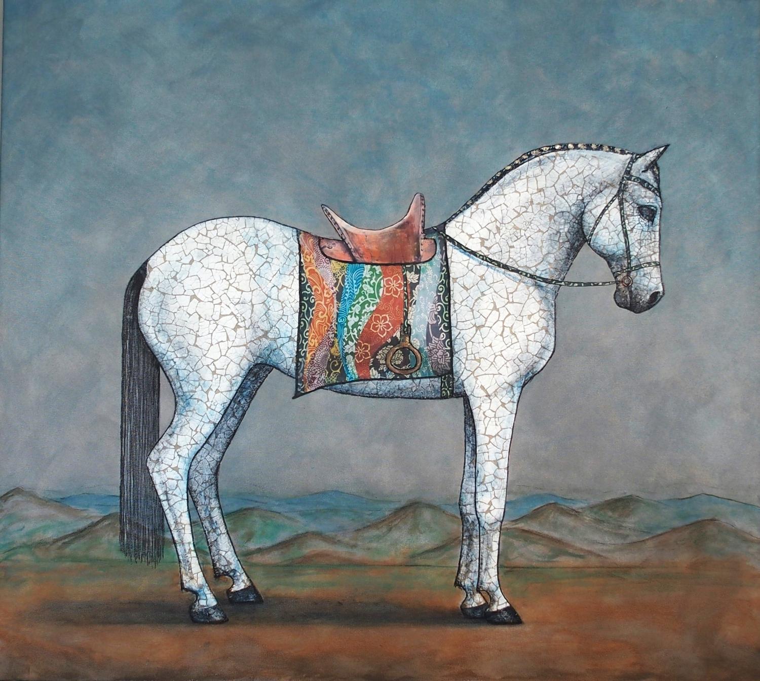When a White Horse Is Not a Horse, Original Painting - Mixed Media Art by Jennifer Ross