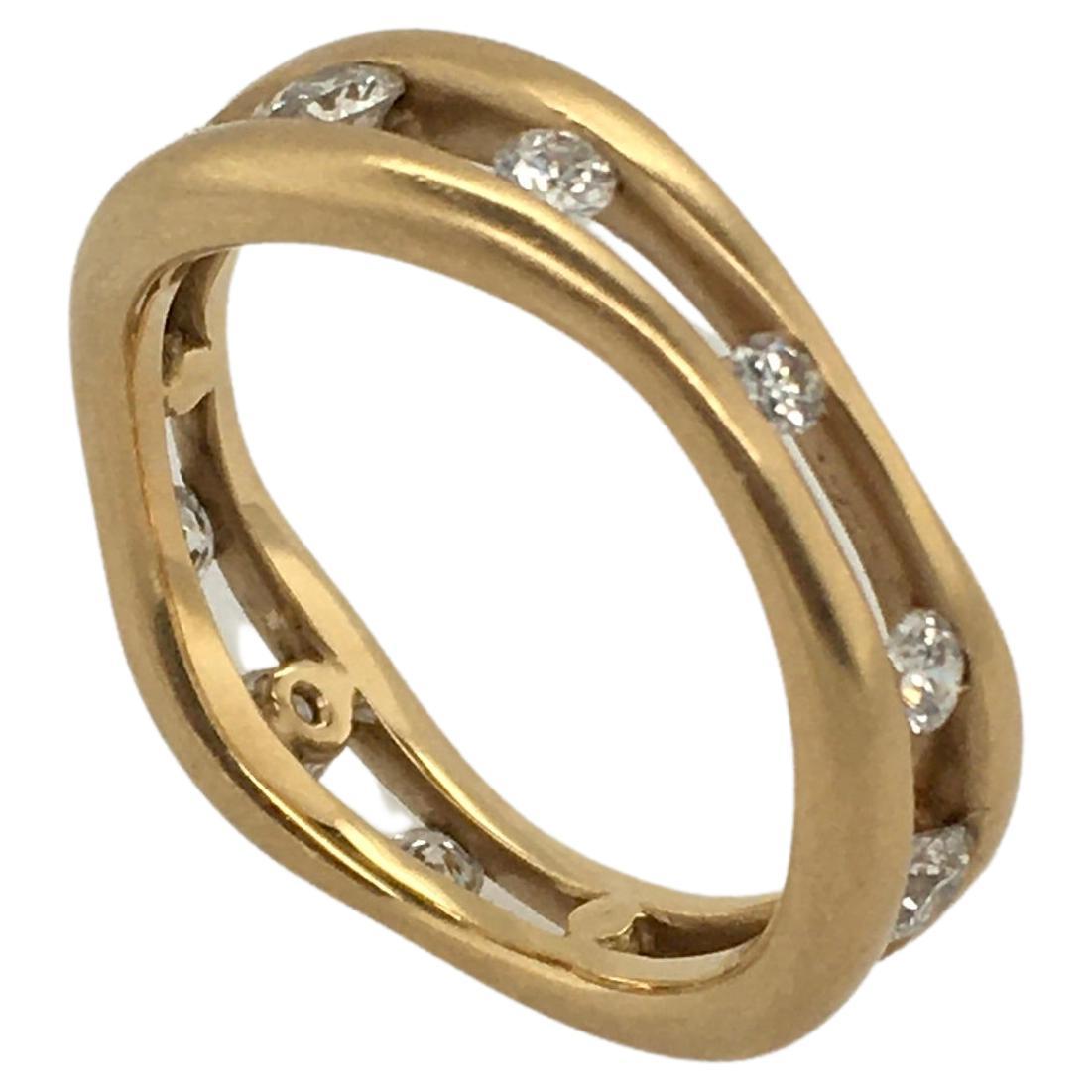 JENNIFER SHIGETOMI Floating Micro Bead Diamonds set in 2 Band Yellow Gold  Ring  For Sale