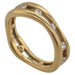 JENNIFER SHIGETOMI Floating Micro Bead Diamonds set in 2 Band Yellow Gold  Ring 