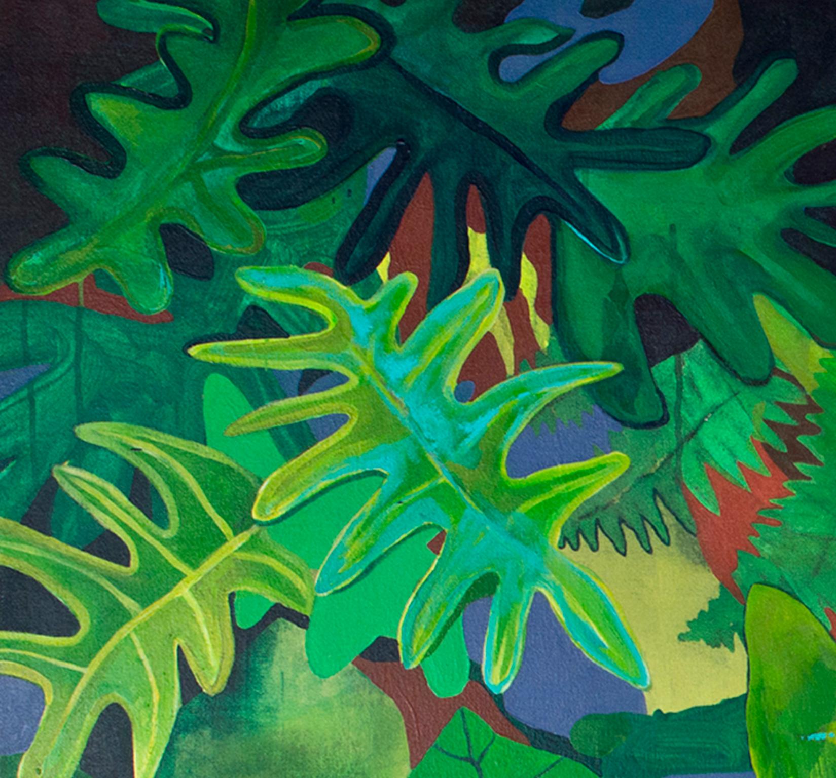 acrylic tropical leaves painting