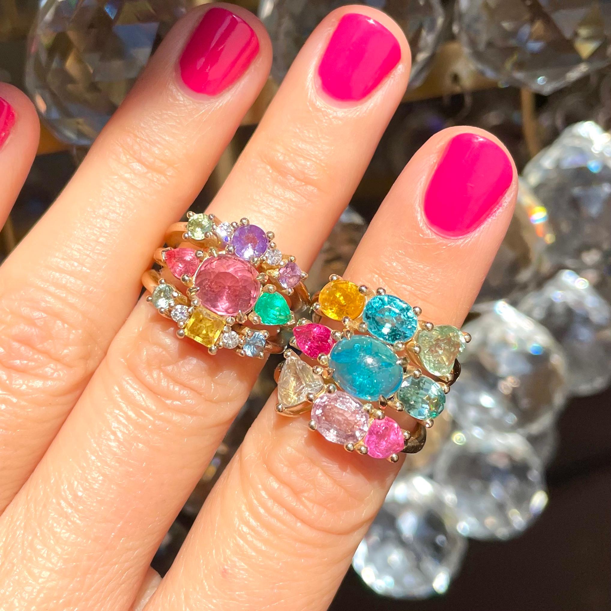 Modern J Weir Gems Candy Gems Sapphire Tourmaline Apatite Ring For Sale
