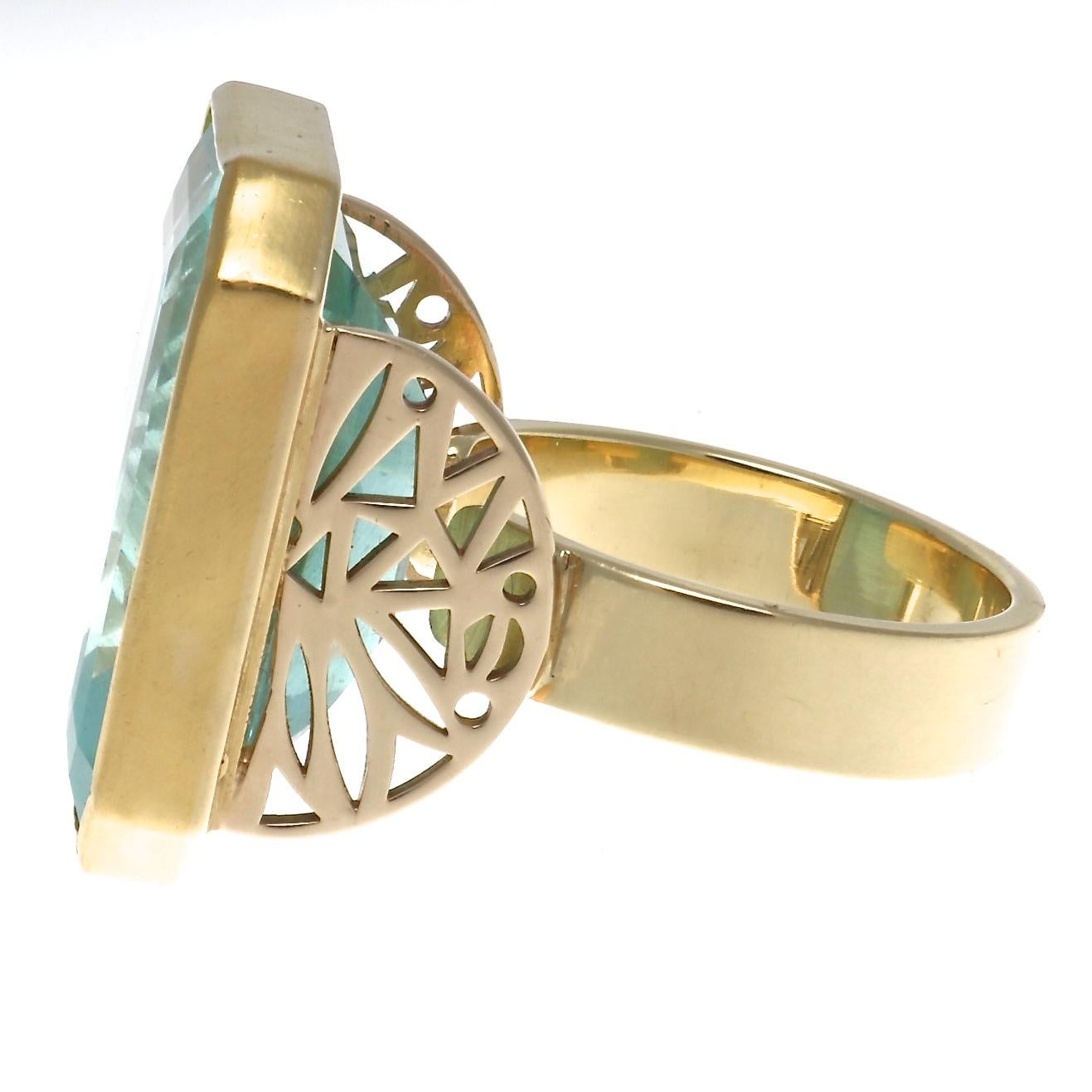 Women's Jennifer Weir Modern Aquamarine Gold Cocktail Ring