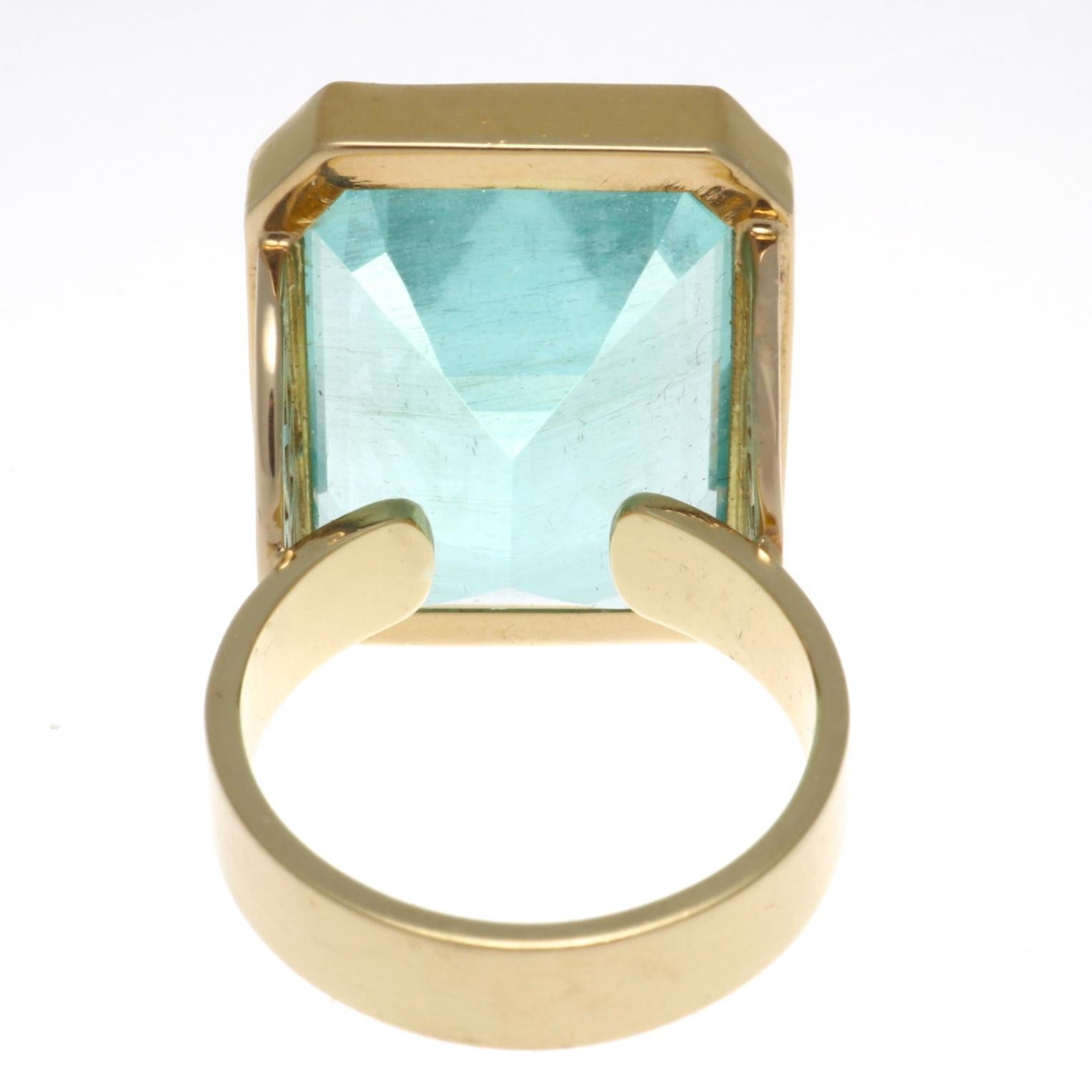 Jennifer Weir Modern Aquamarine Gold Cocktail Ring 1