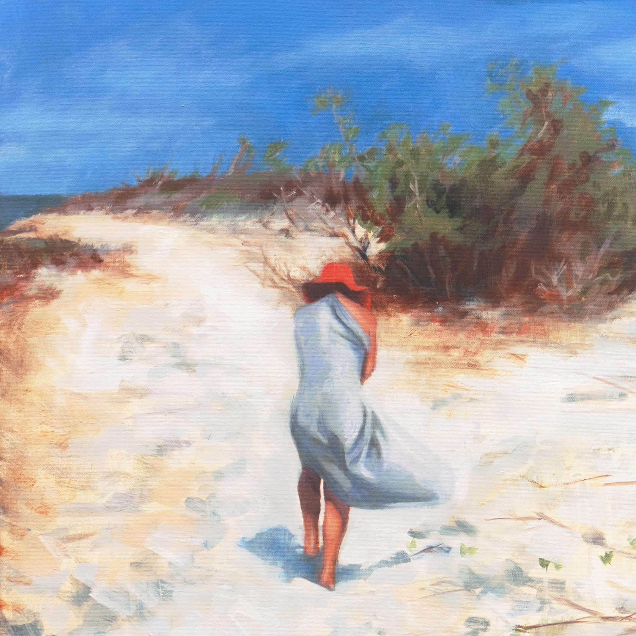 « At the Beach, Mexico near Sayulita », Santa Cruz, California Woman Artist - Gris Landscape Painting par Jennifer Wildermuth Reyes