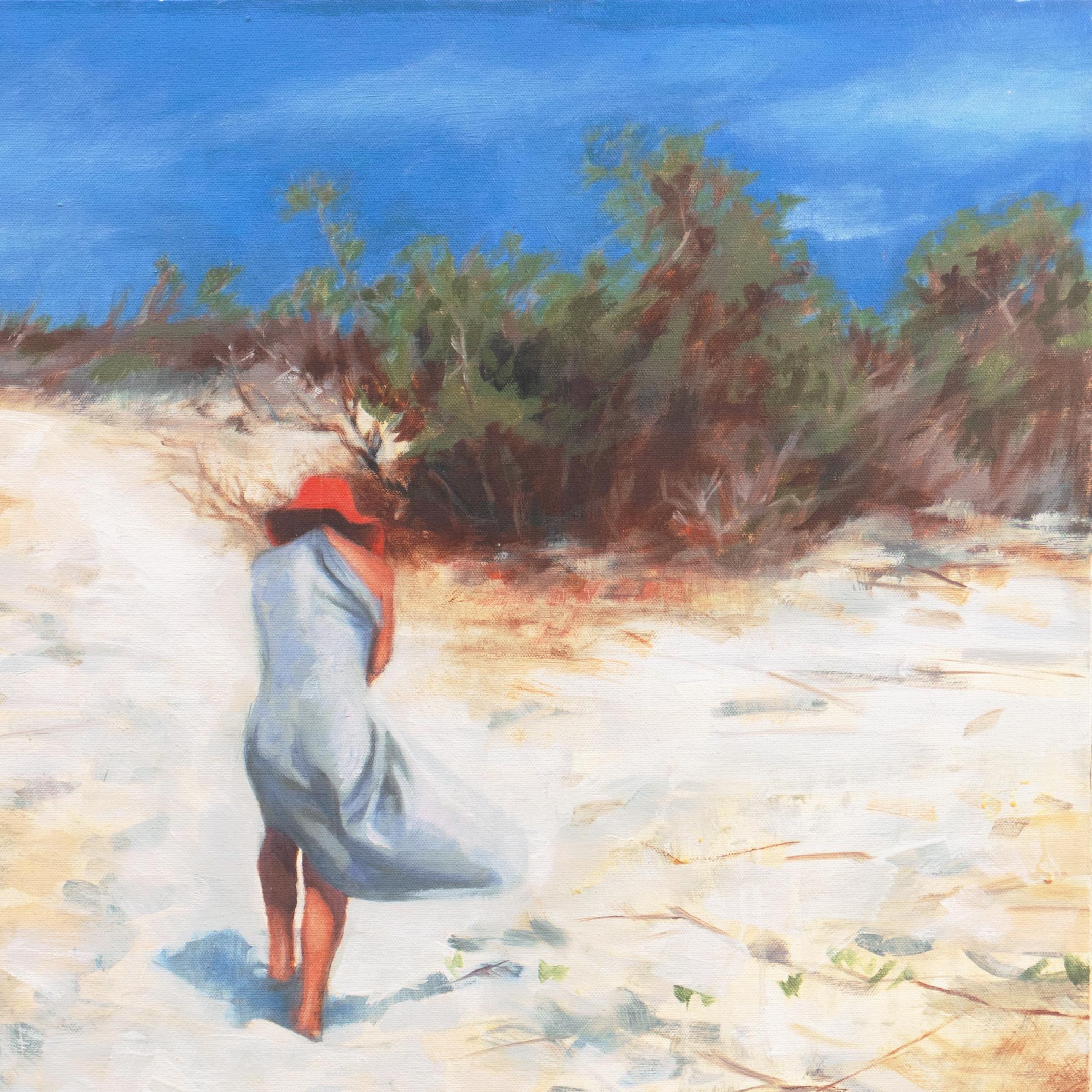 'Alla spiaggia, Messico vicino a Sayulita', Santa Cruz, California Donna Artista - Landscape Painting Grigio di Jennifer Wildermuth Reyes