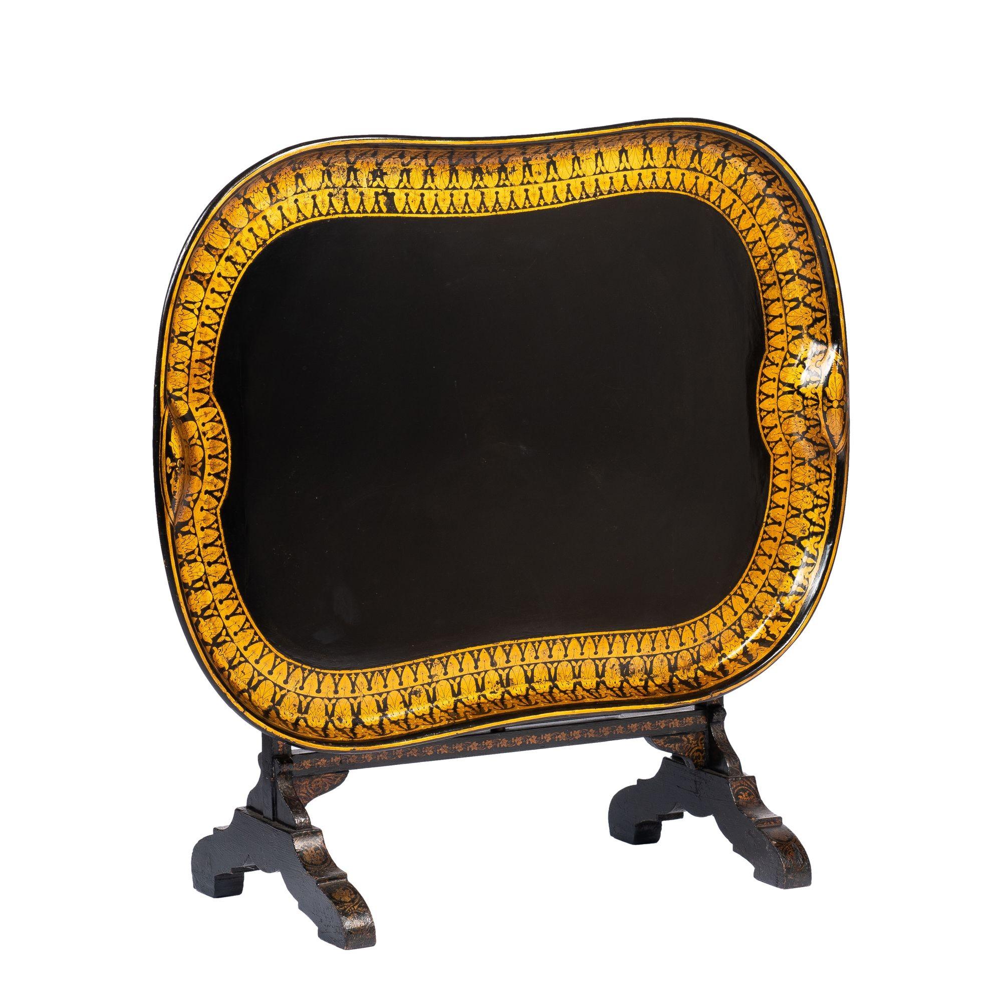 Mid-19th Century Jennings & Bettridge attributed tray on hinged tilt top stand, c. 1830 For Sale