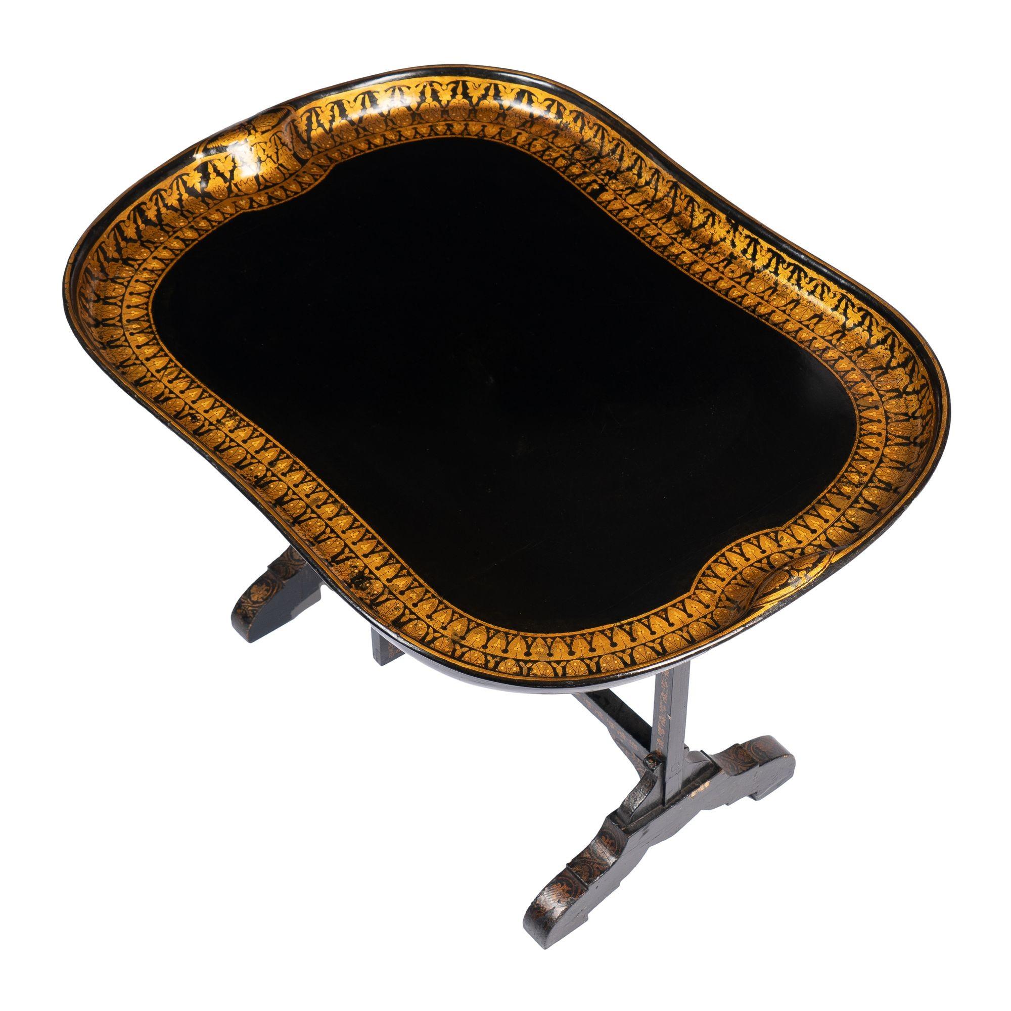 Other Jennings & Bettridge attributed tray on hinged tilt top stand, c. 1830 For Sale
