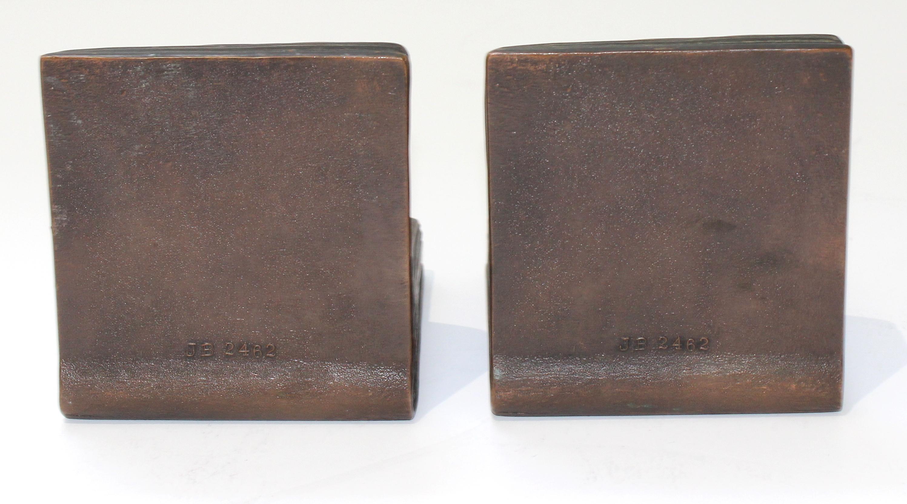 American Jennings Brothers Bronze Bookends JB2462 For Sale
