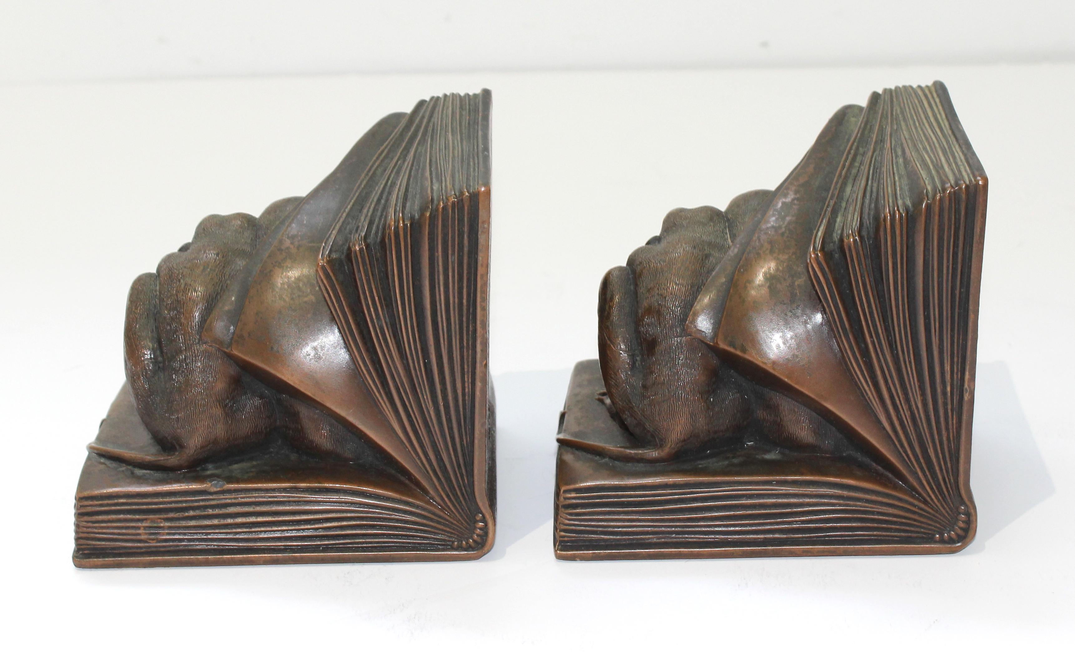 Patinated Jennings Brothers Bronze Bookends JB2462 For Sale