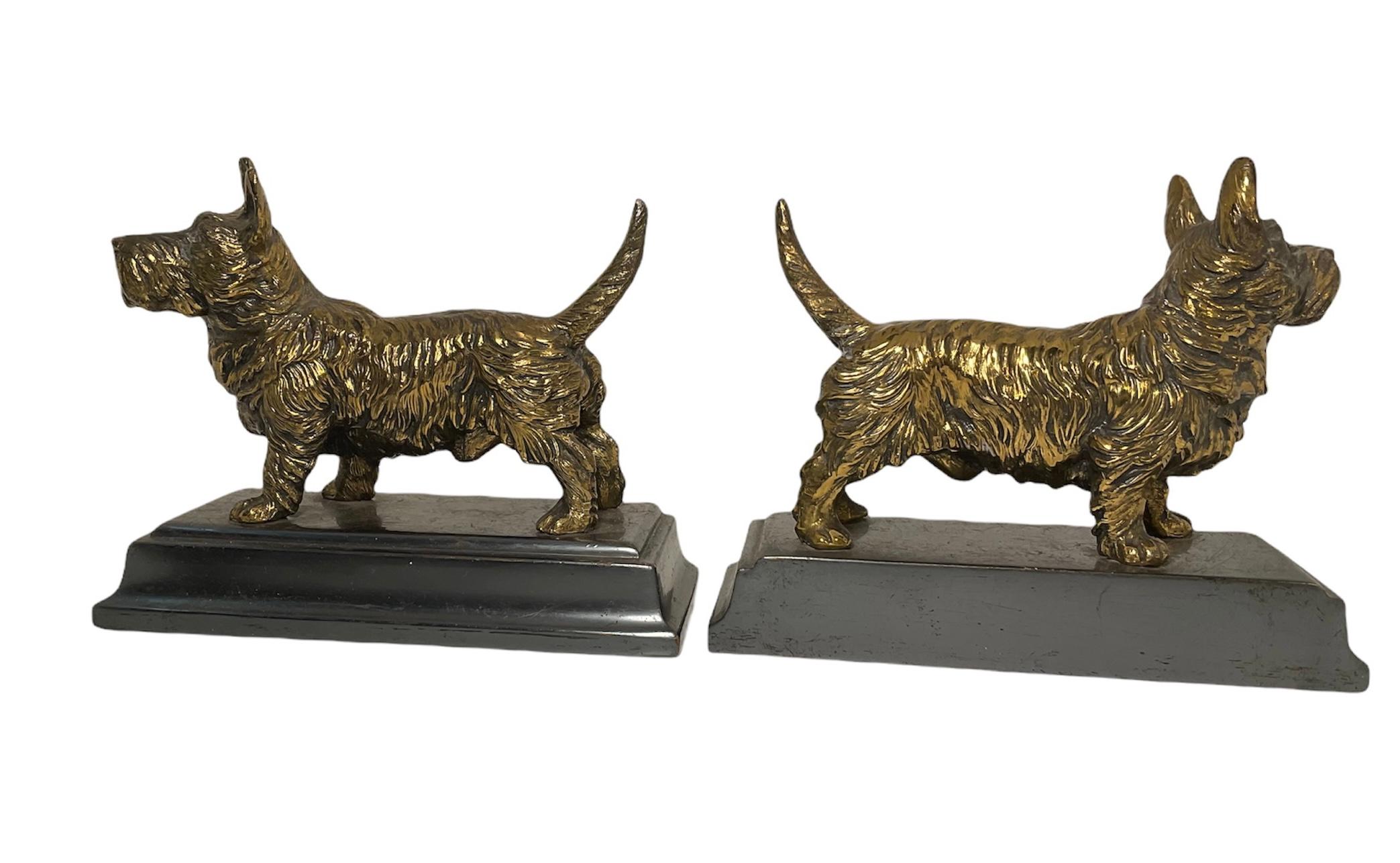 American Jennings Brothers Cast Metal Scottish Terrier Dogs Bookends
