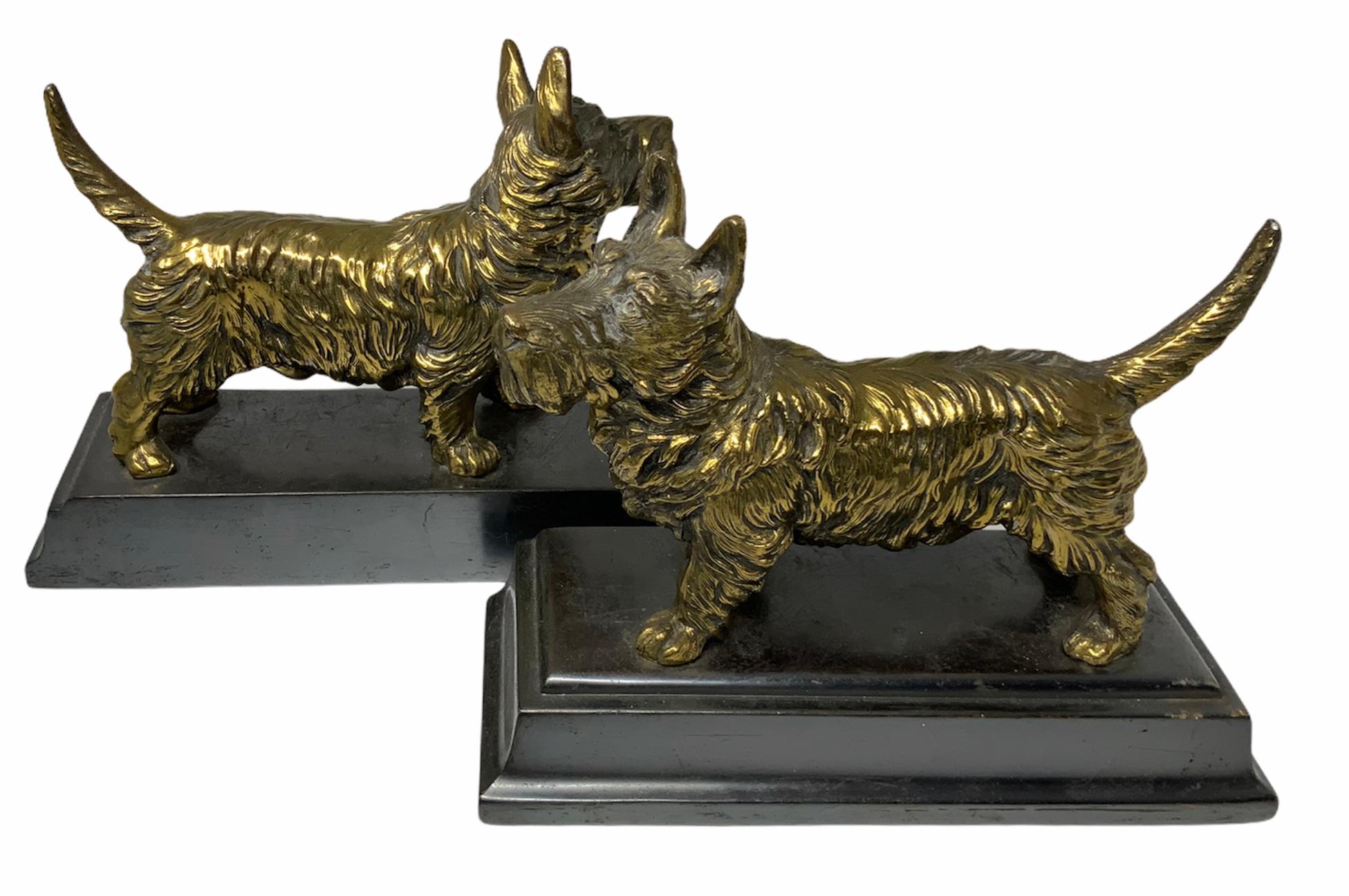20th Century Jennings Brothers Cast Metal Scottish Terrier Dogs Bookends