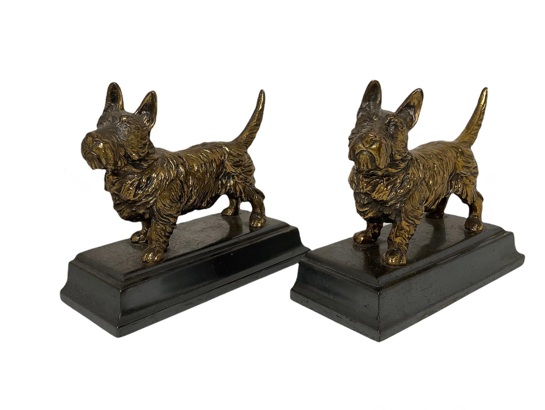 Jennings Brothers Cast Metal Scottish Terrier Dogs Bookends In Good Condition In Guaynabo, PR