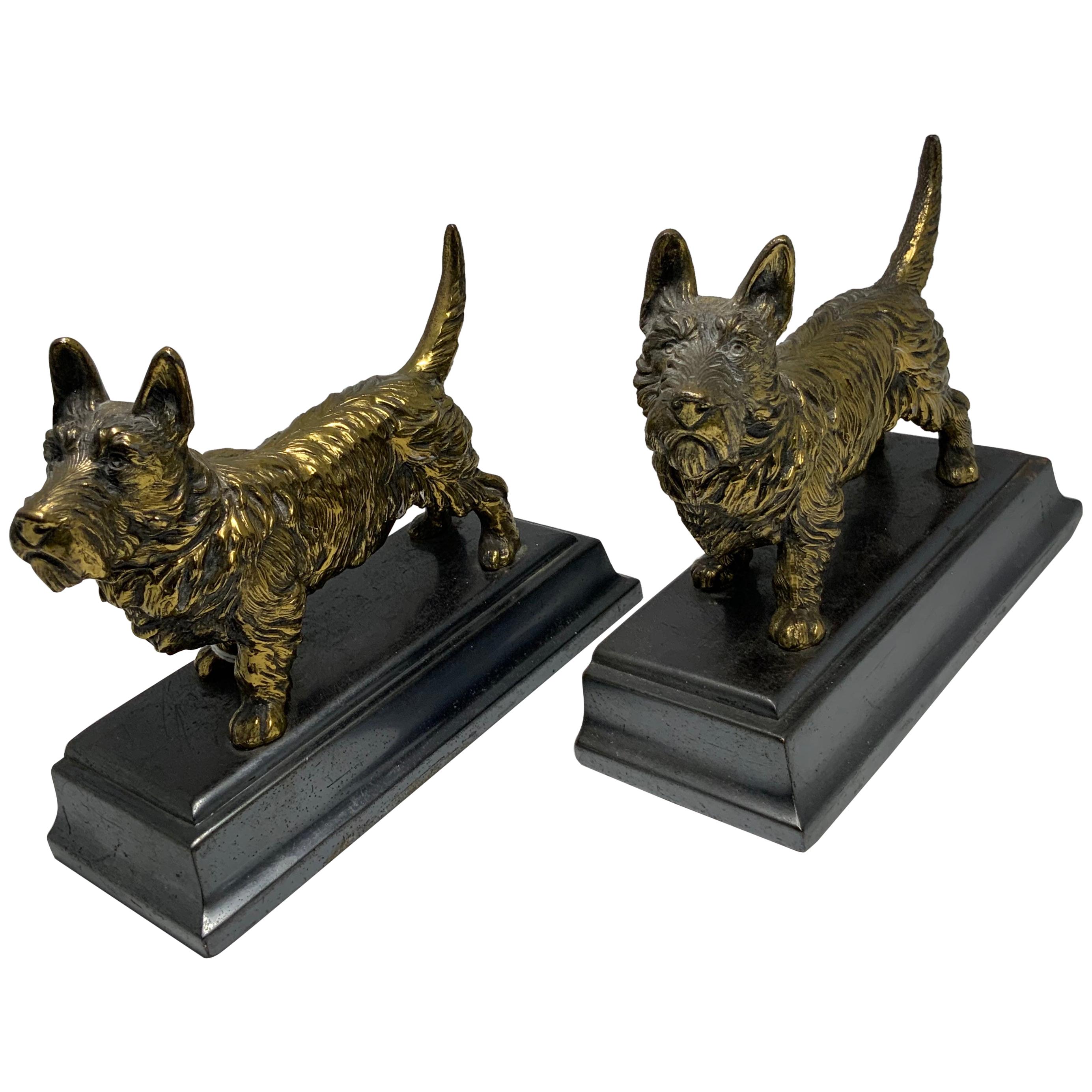 Jennings Brothers Cast Metal Scottish Terrier Dogs Bookends