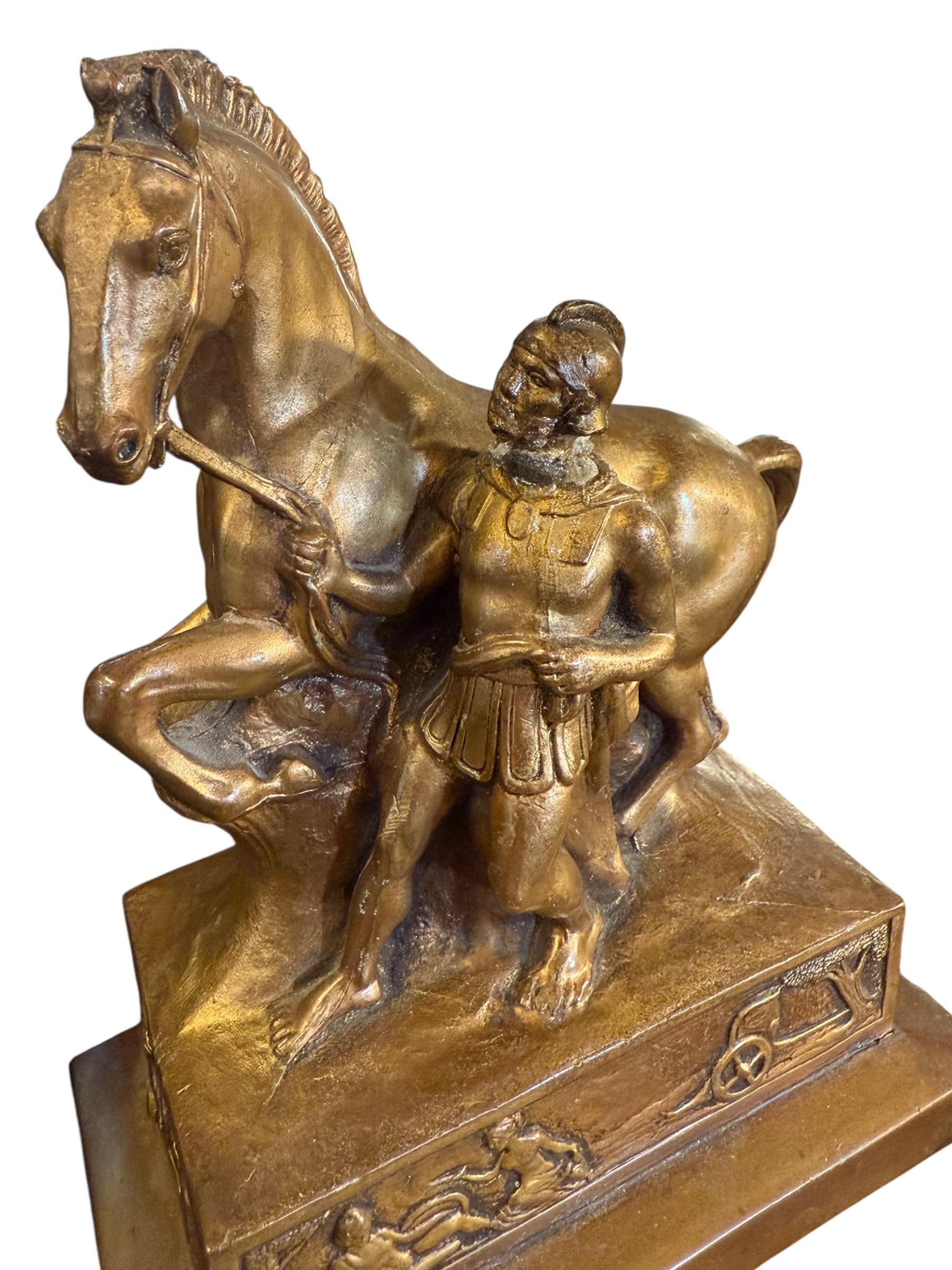 Jennings Brothers Jb Roman Horse Bronze Bookend For Sale 2