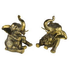 Retro Jennings Brothers Pair of Bronze Elephant Bookends