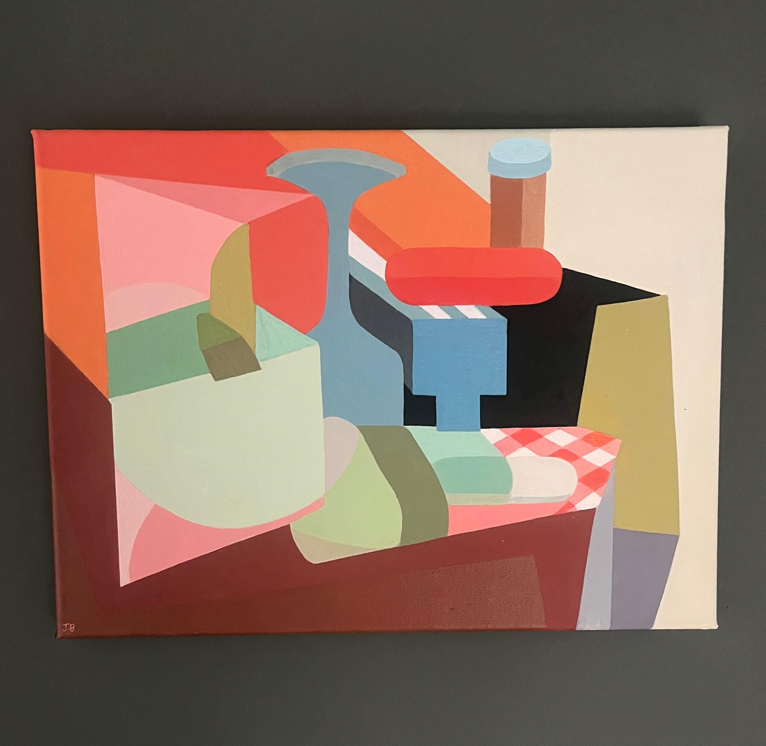 2024 Nature morte abstraite contemporaine peinture acrylique - Plateau - Painting de Jenny Belton
