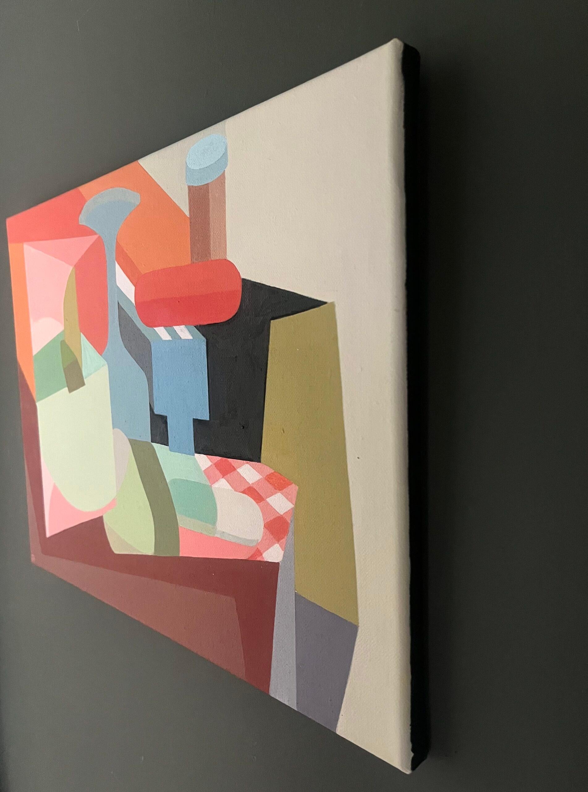 2024 Nature morte abstraite contemporaine peinture acrylique - Plateau - Moderne Painting par Jenny Belton