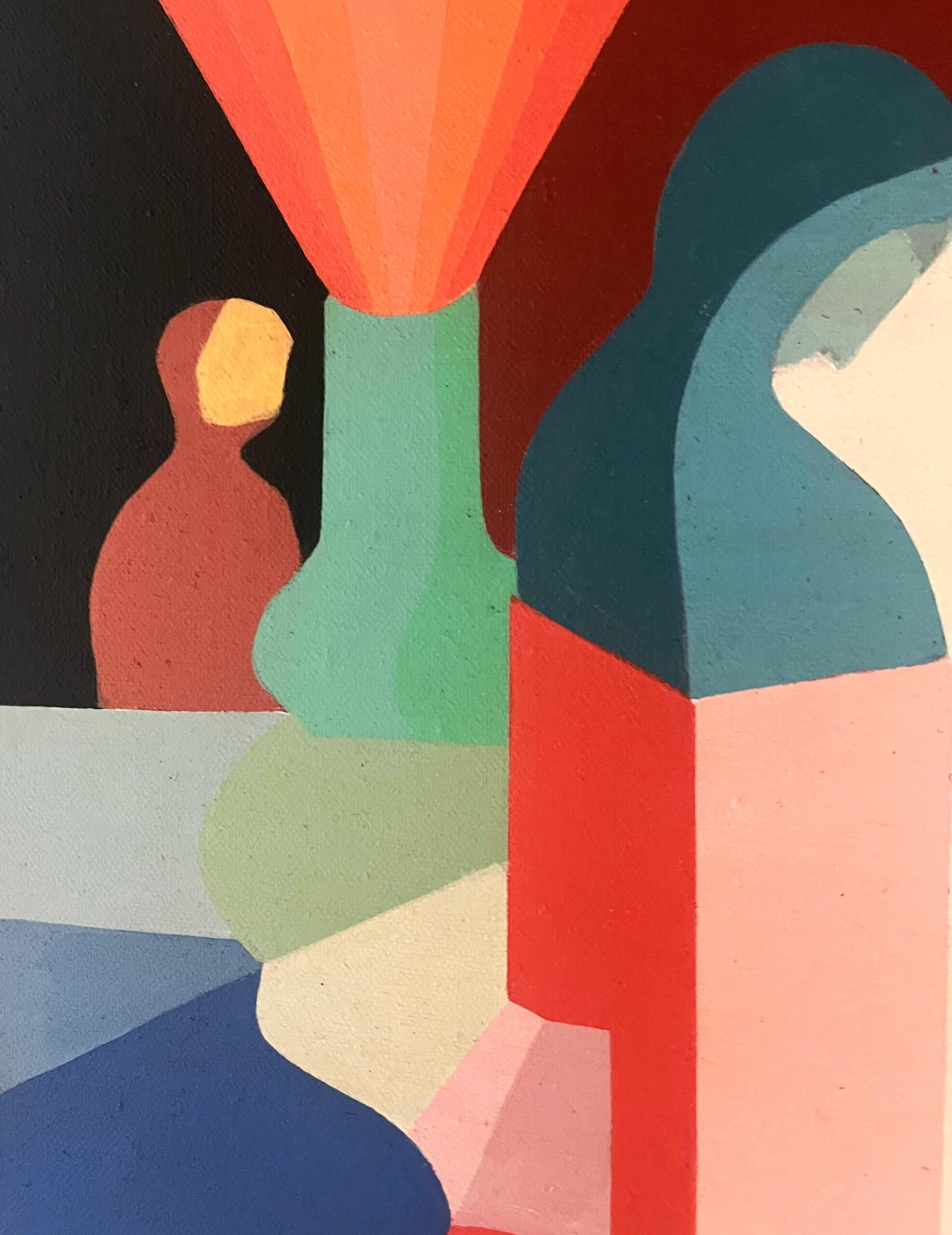 2024 Zeitgenössisches Original Abstraktes Stilleben Ölgemälde - Dual (Beige), Abstract Painting, von Jenny Belton