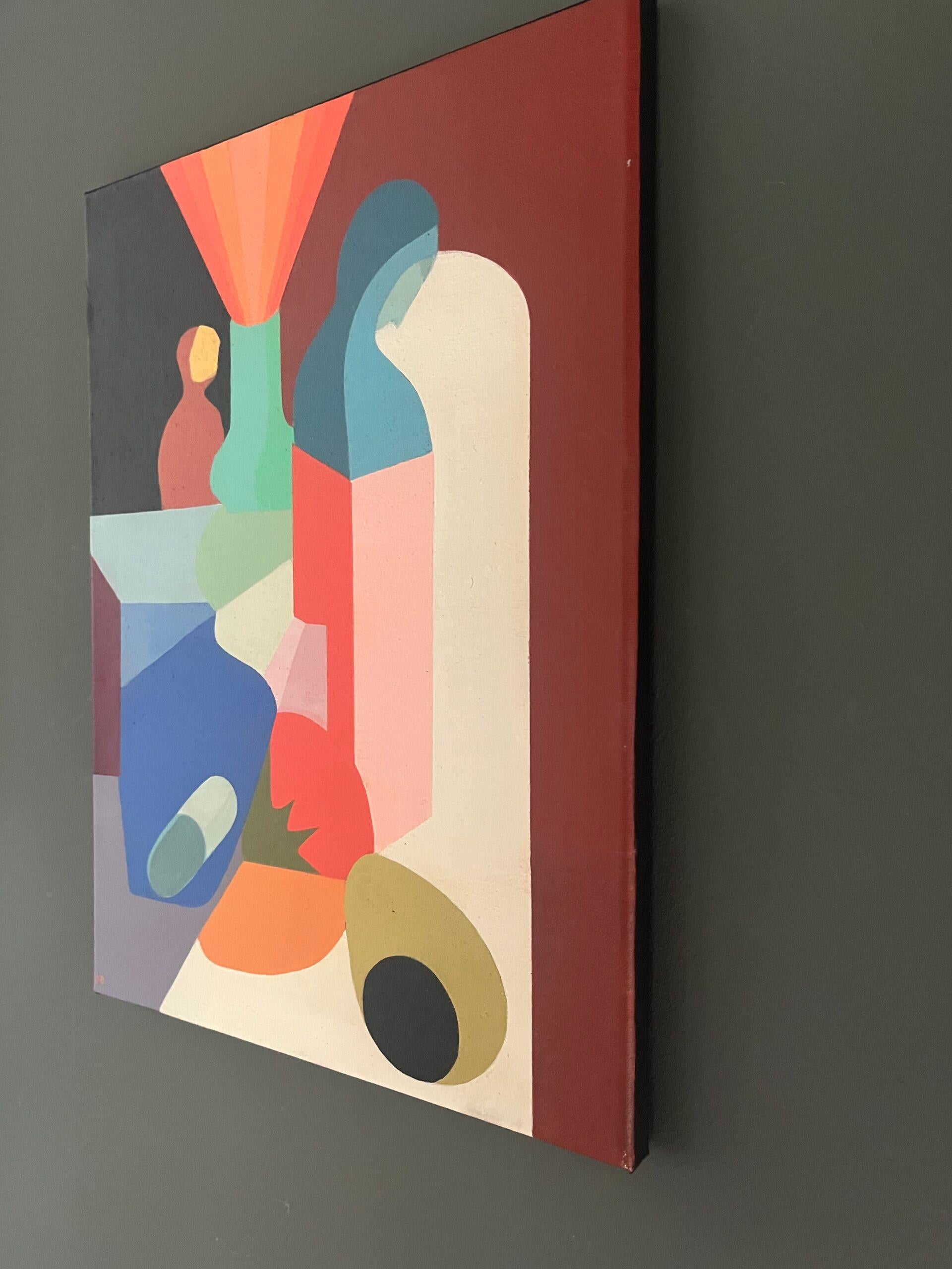 DUAL
Größe: 40 x 30 x 2 cm (einschließlich Rahmen)
Acryl auf Leinwand

Ein verspieltes und fesselndes Stillleben, gemalt in Acryl auf Leinen von der zeitgenössischen irischen Künstlerin Jenny Belton, datiert 2024 auf der Rückseite.

Jenny Belton ist