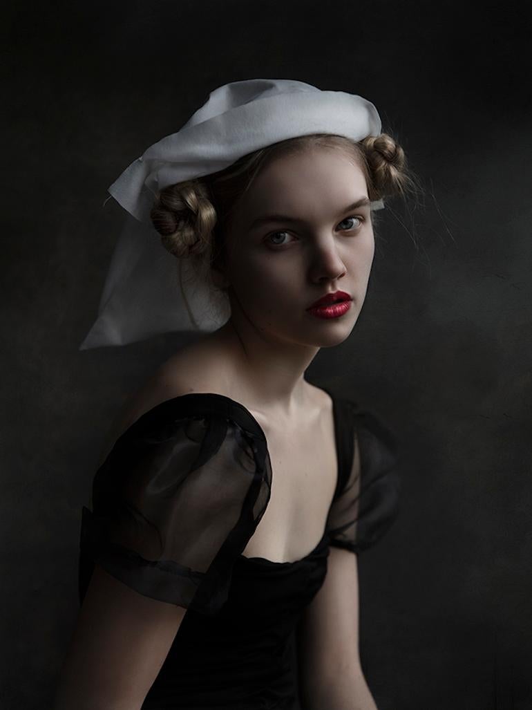 Jenny Boot Figurative Photograph - "Ine", Old Masters-inspired Chiaroscuro Female Portrait, Photography