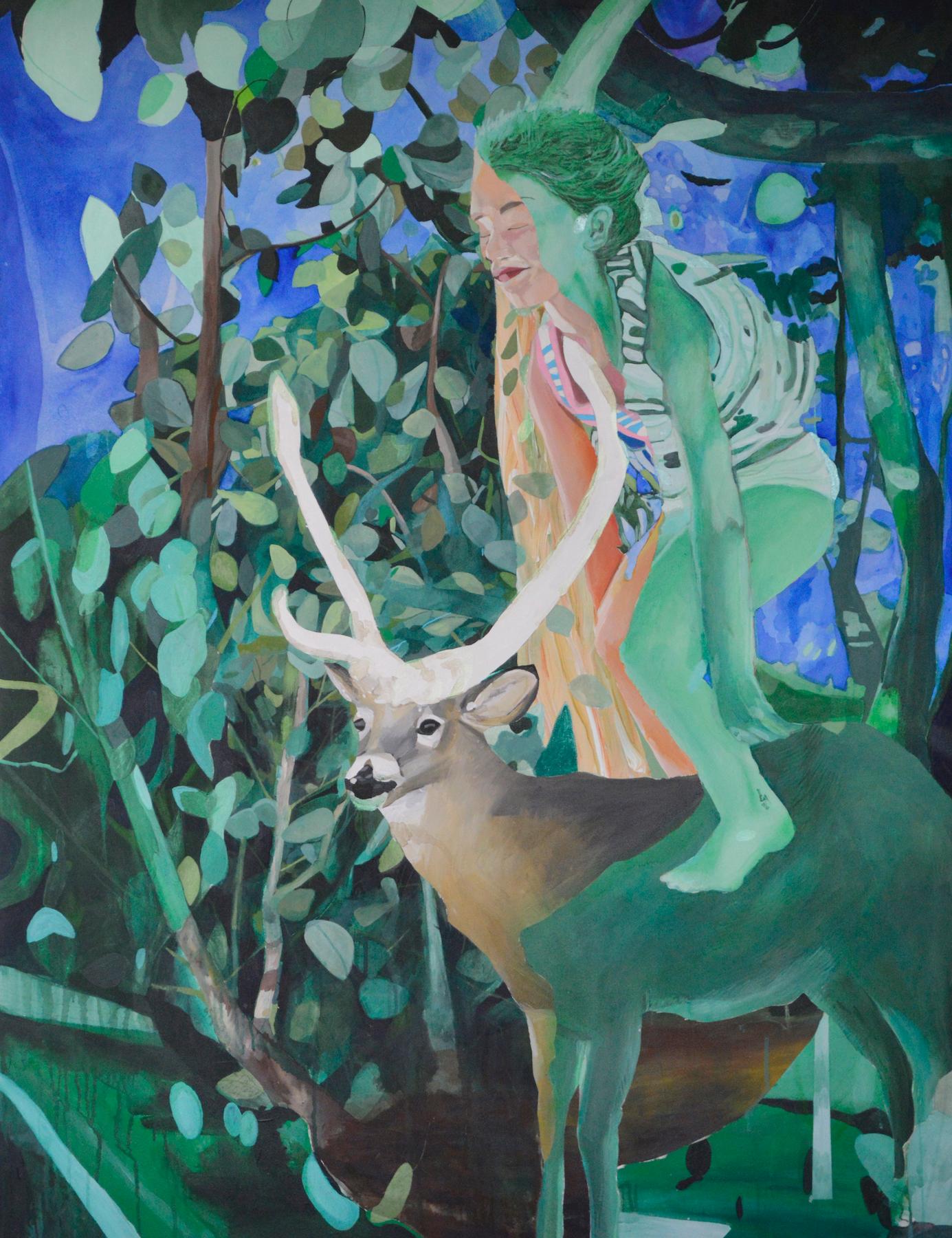 „Jungle Glitch“ – Gemälde auf Leinwand, von Jenny Day