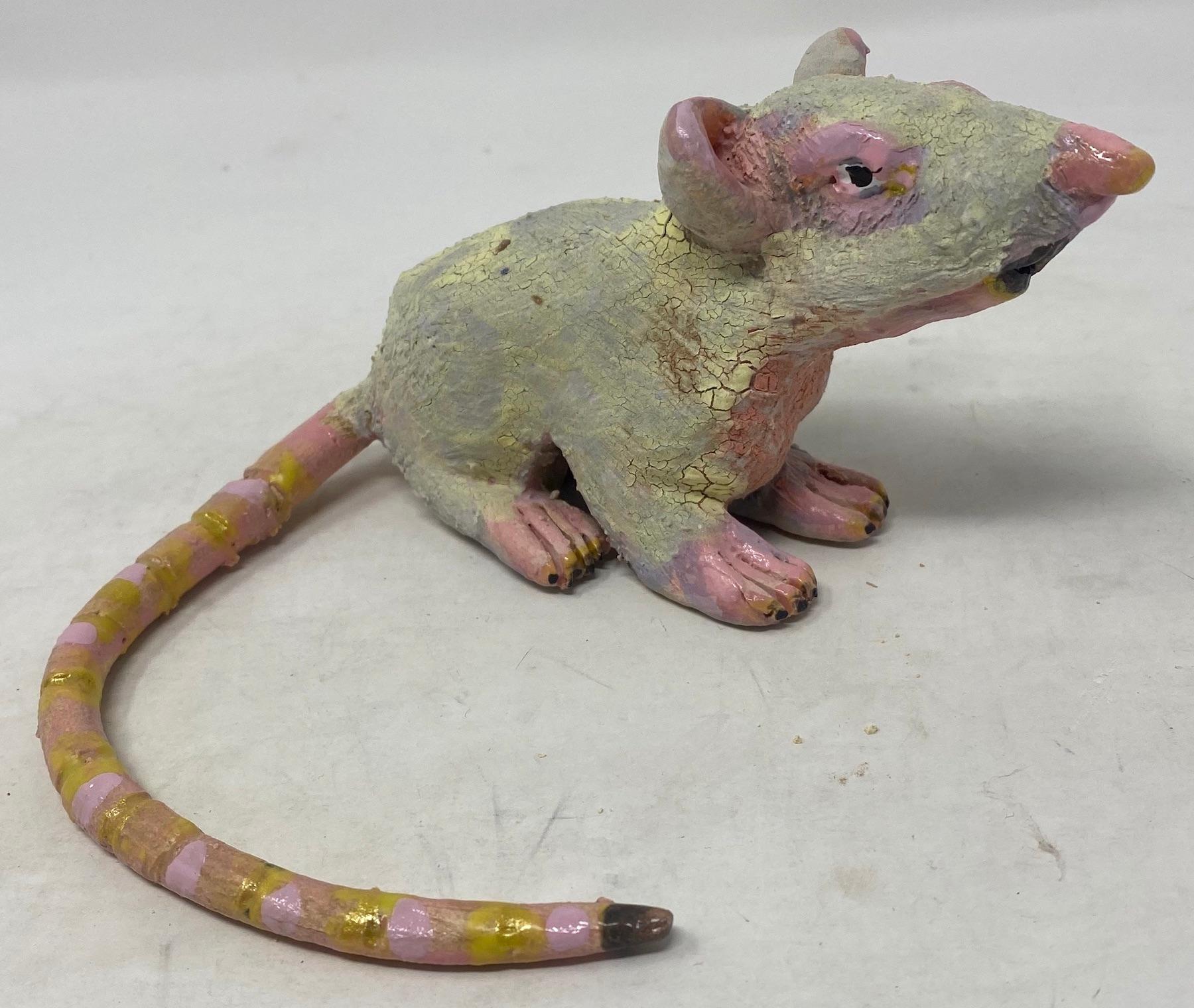 Jenny Day Figurative Sculpture - Sickly Yellow Rat
