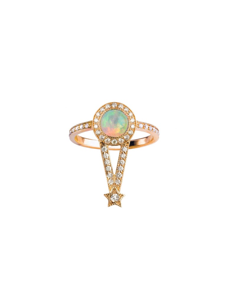 Maia Ring, Ethiopian Opal, White Diamonds, 18 Karat Rose Gold For Sale ...