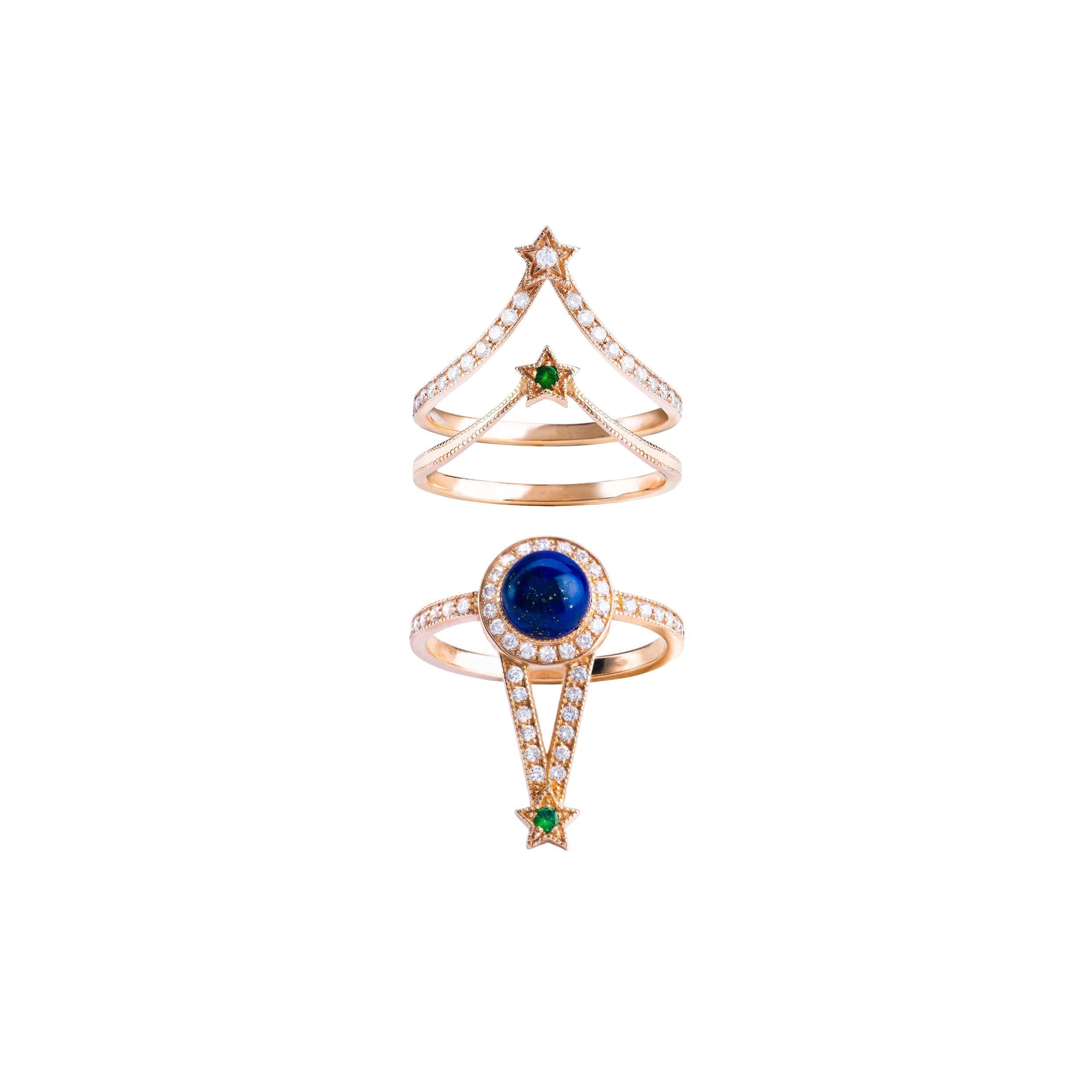 Maia Ring, Ethiopian Opal, White Diamonds, 18 Karat Rose Gold In New Condition For Sale In Geneva, CH