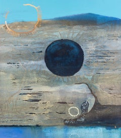 Peinture à l'huile abstraite contemporaine du 20e siècle représentant une terre des Antipodes.