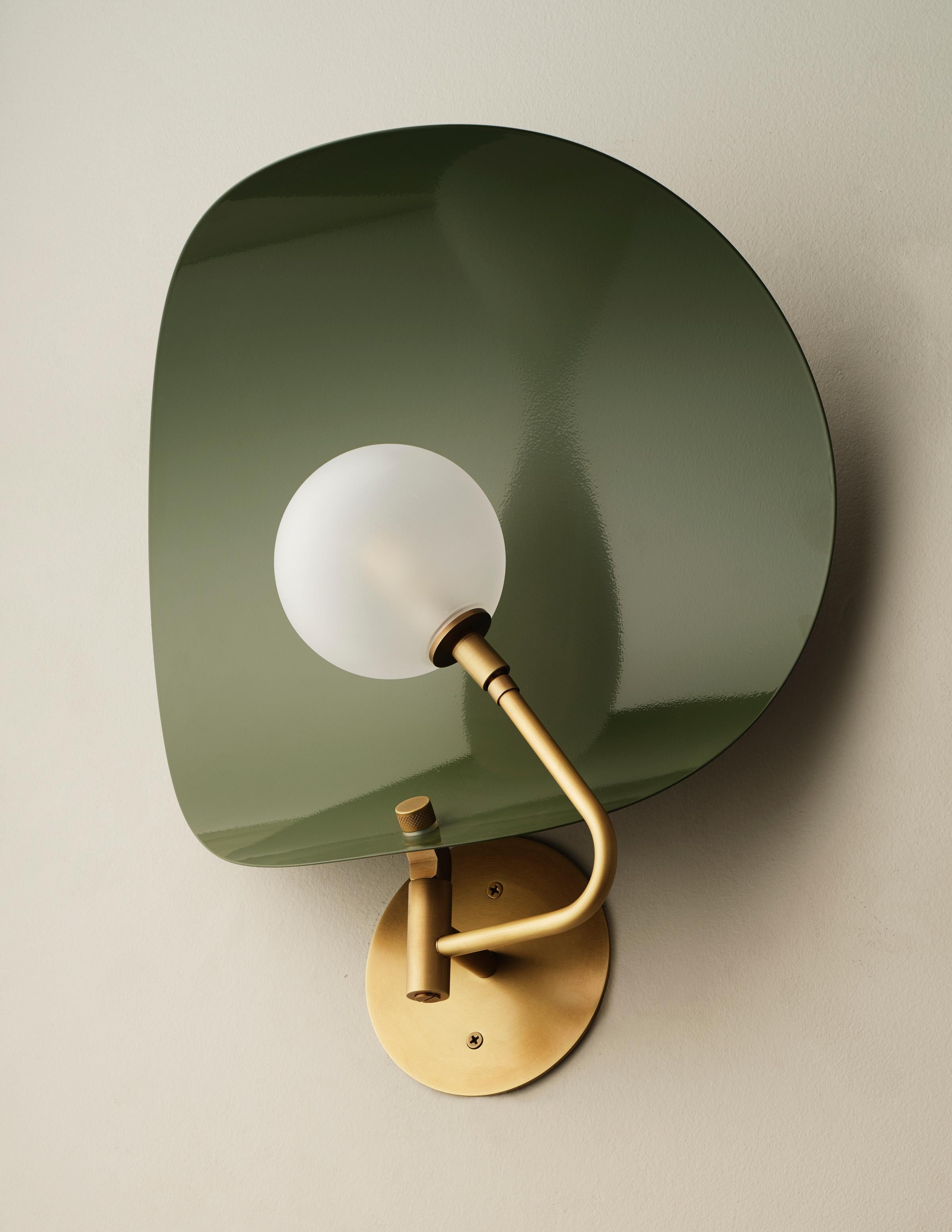 Contemporary Jenny Glass Large Wall Sconce in Enamel, Glass & Brass, Blueprint Lighting For Sale