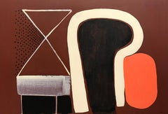 "Comfort"- Acrylic on canvas abstract wall art- orange, black, creme, mcm