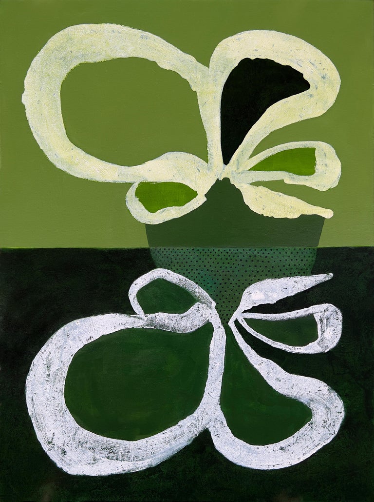 Jenny Gray "Duplicant" Acrylic on canvas green, black, white abstract, bold, graphic For
