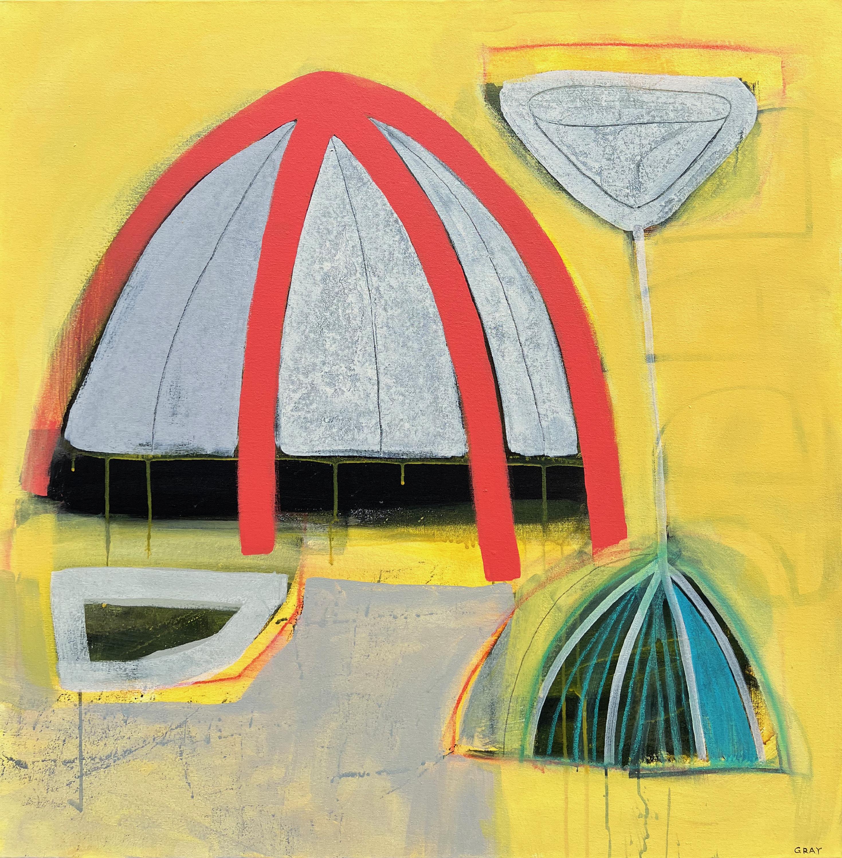 Jenny Gray "Our Refuge" Abstract Painting, Red, yellow, black