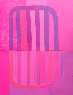 "Pink Reflection"- Acrylic on canvas- Pink, violet abstract, bold, graphic