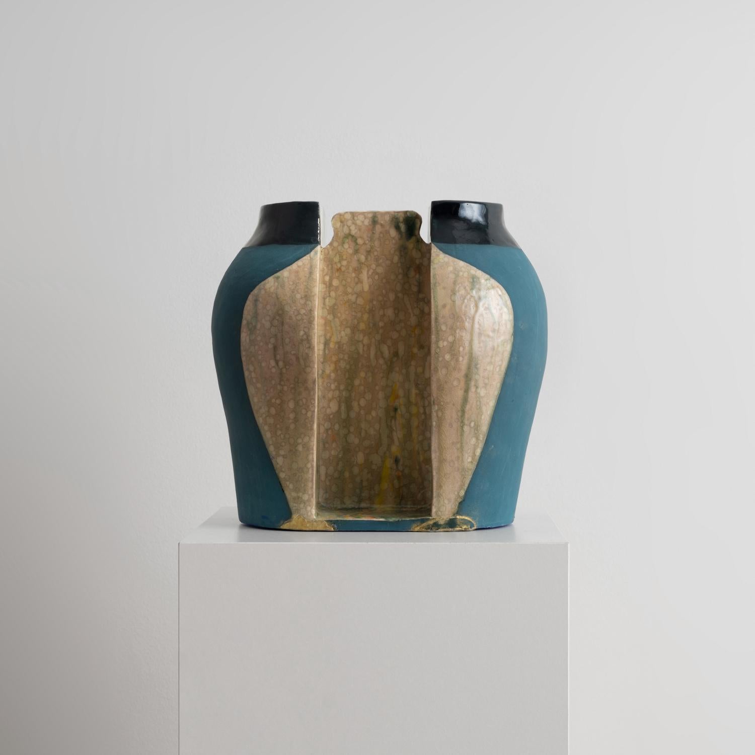 Vase en céramique émaillée et en grès Kintsugi de Jenny Hata Blumenfield en vente 4