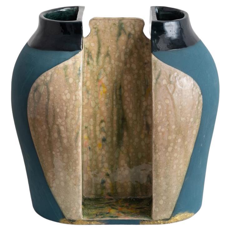 Vase en céramique émaillée et en grès Kintsugi de Jenny Hata Blumenfield