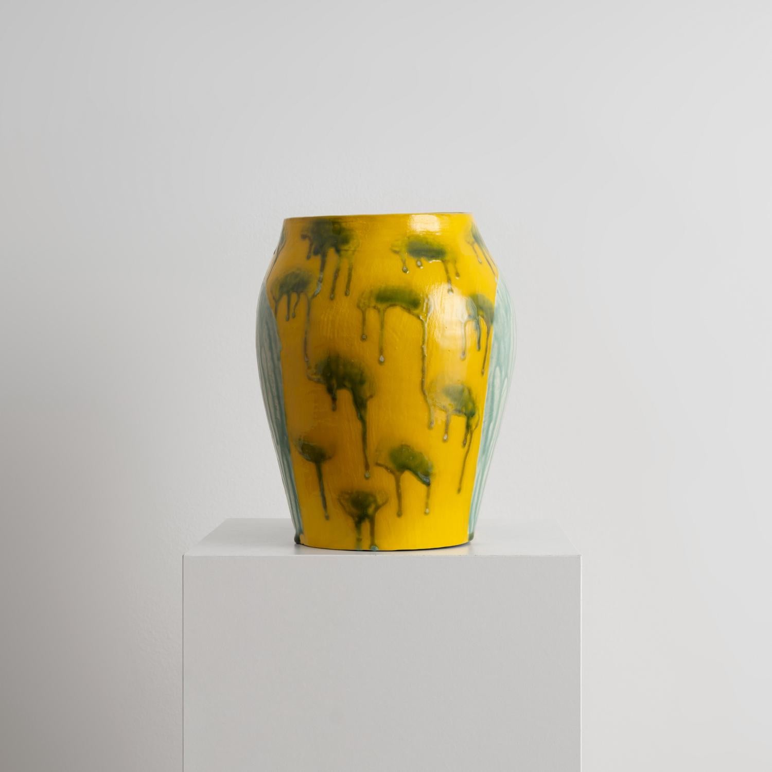 Contemporary Glazed Ceramic Stoneware Vessel by Jenny Hata Blumenfield For Sale