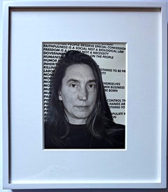Photographic portrait of Jenny Holzer by Jim Arkatov (signed) with Holzer letter