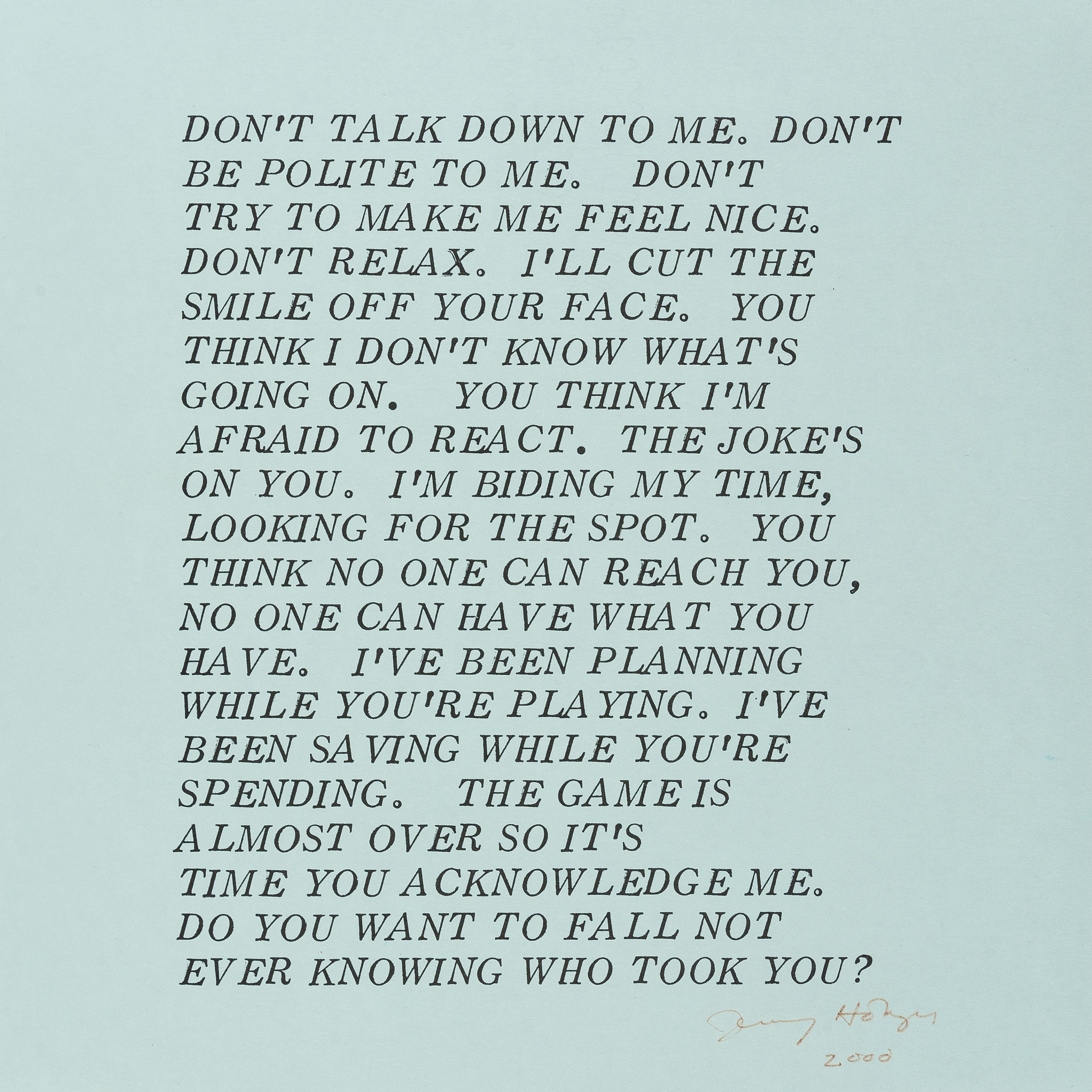 9 Saggi infiammatori 1979-1982 - Set di nove, stampa, testo Arte di Jenny Holzer 1