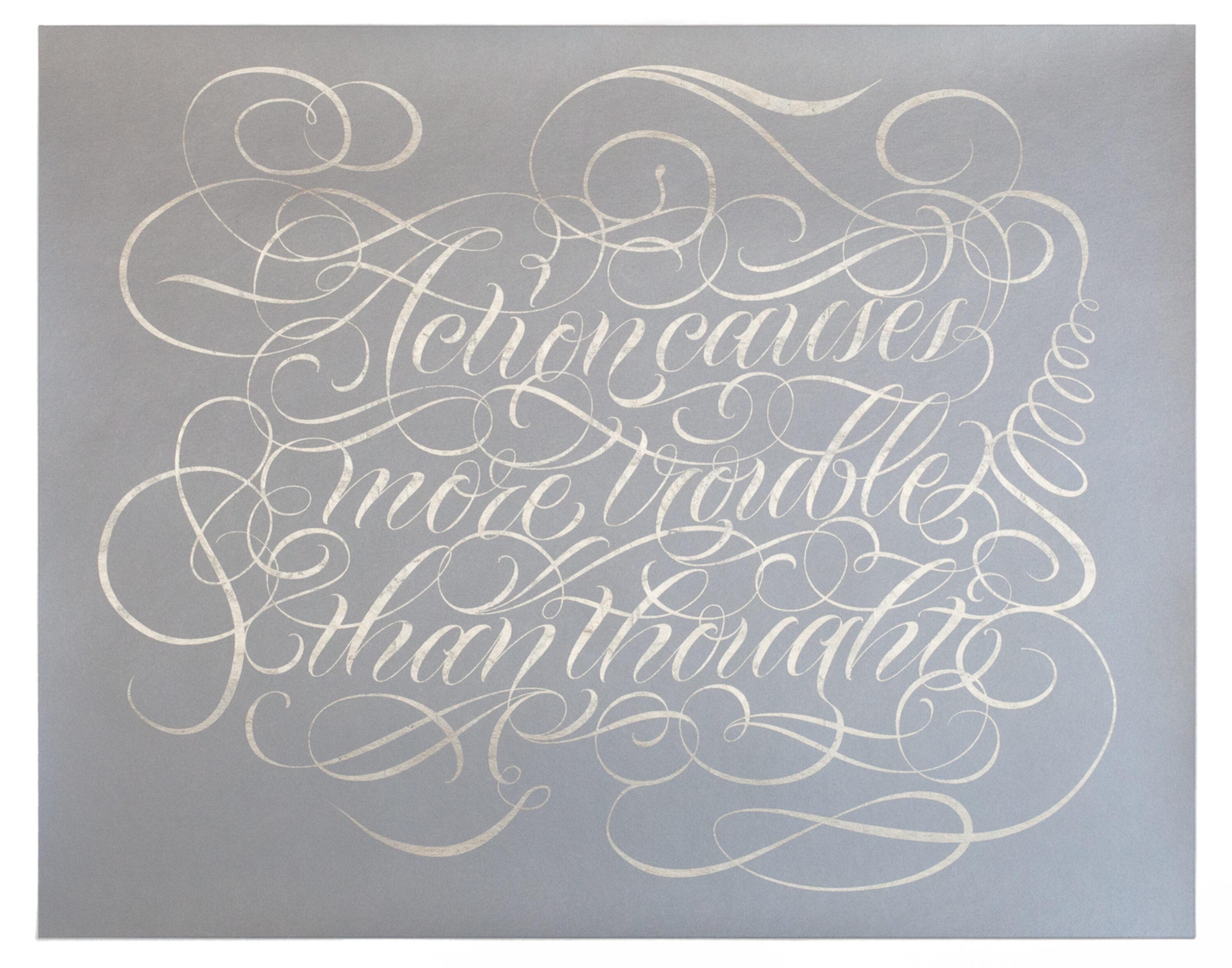 More Trouble Than Thought, Screen Print with Palladium Leaf, 2021