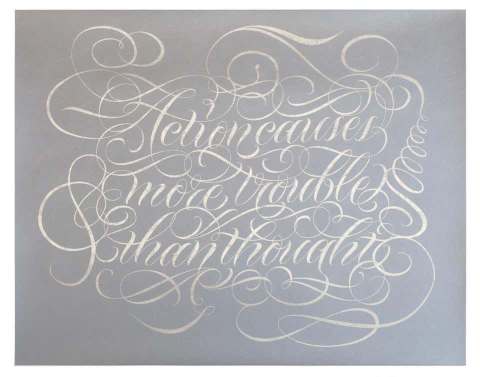 More Trouble Than Thought, Screen Print with Palladium Leaf, 2021