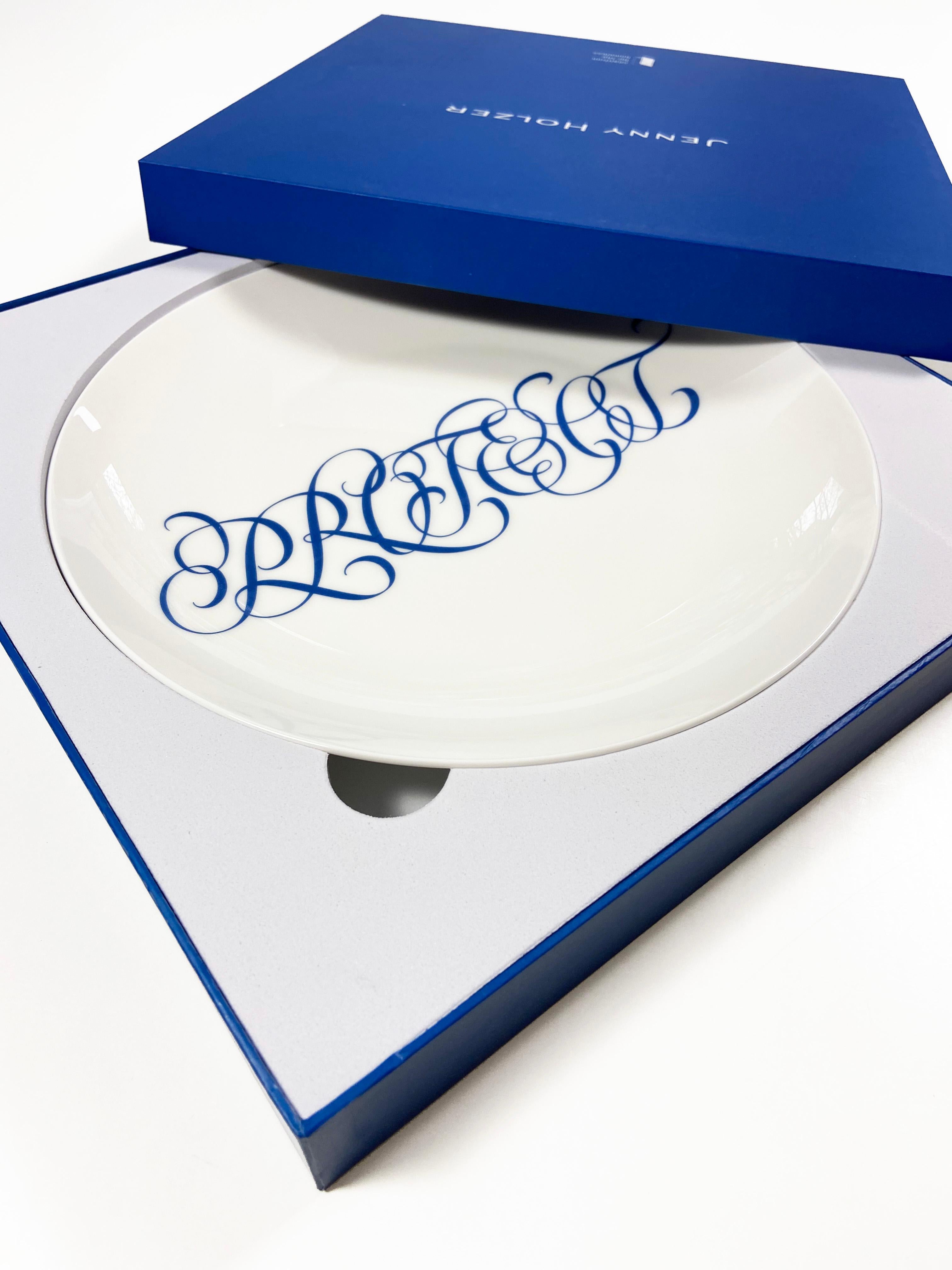 Protect, Glazed bone china plate, Contemporary Art - Print by Jenny Holzer