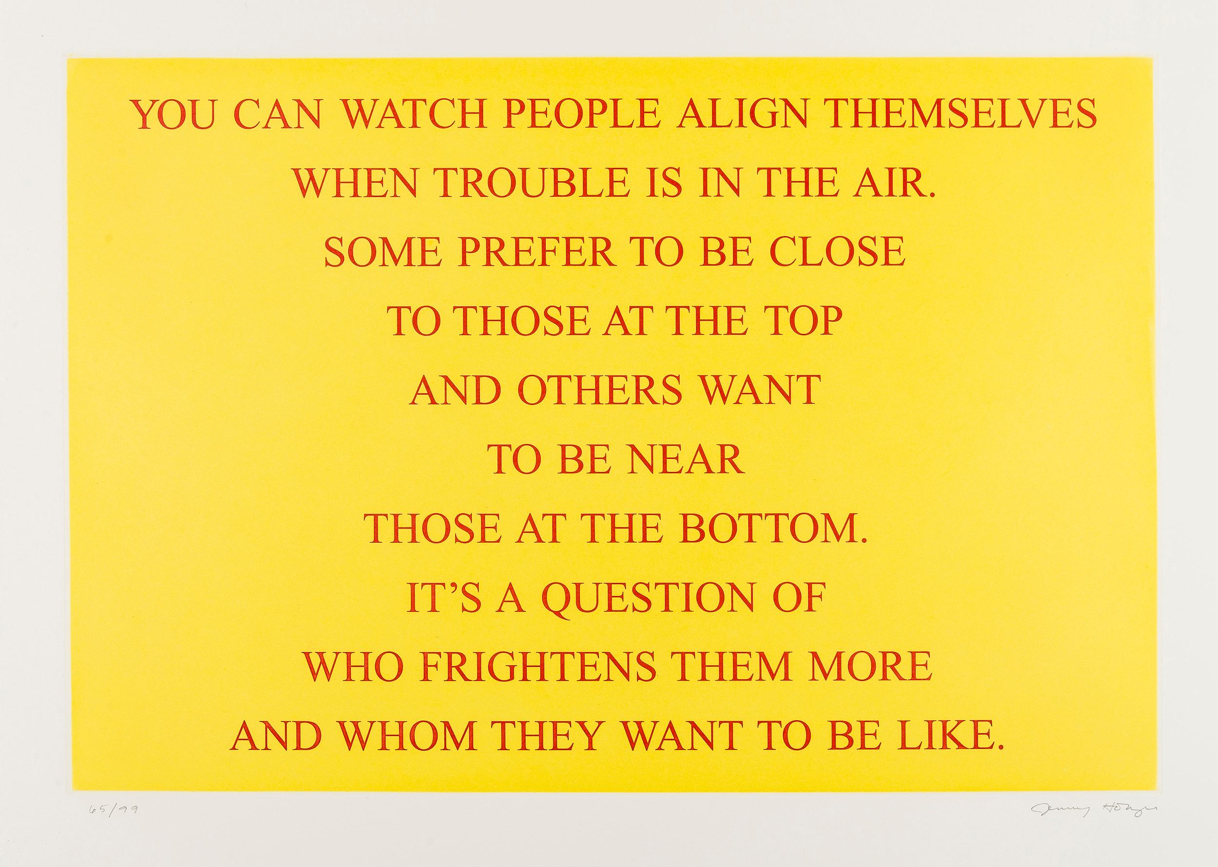 Selection from Living 1980 -1982, Heliogravure, Text Art by Jenny Holzer