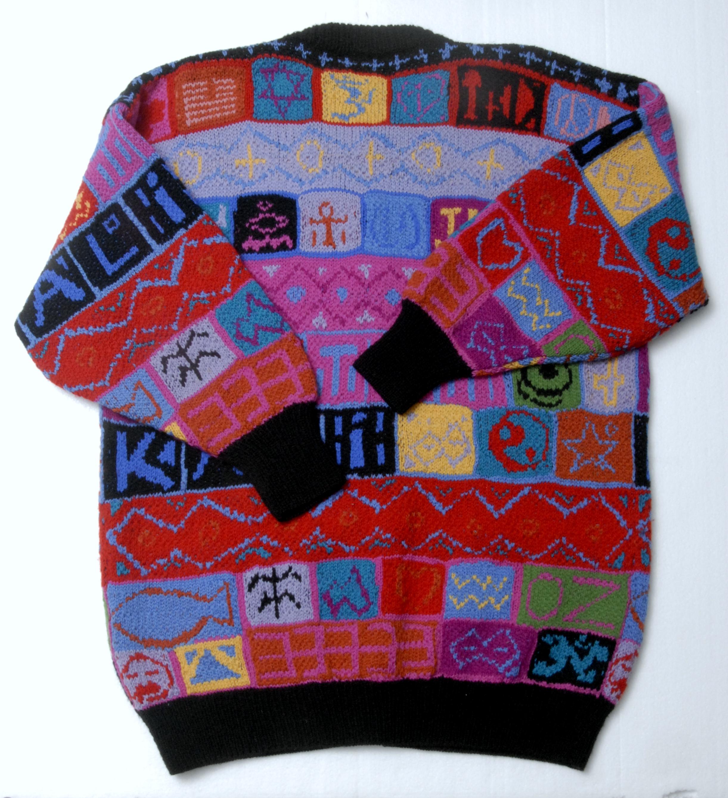 Late 20th Century Jenny Kee Hand Knitted Wool Cardigan, Australia, circa 1980 For Sale