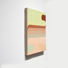 Free Thought (Graphic Abstract Painting in Peach, Raw Siena and Chartreuse)